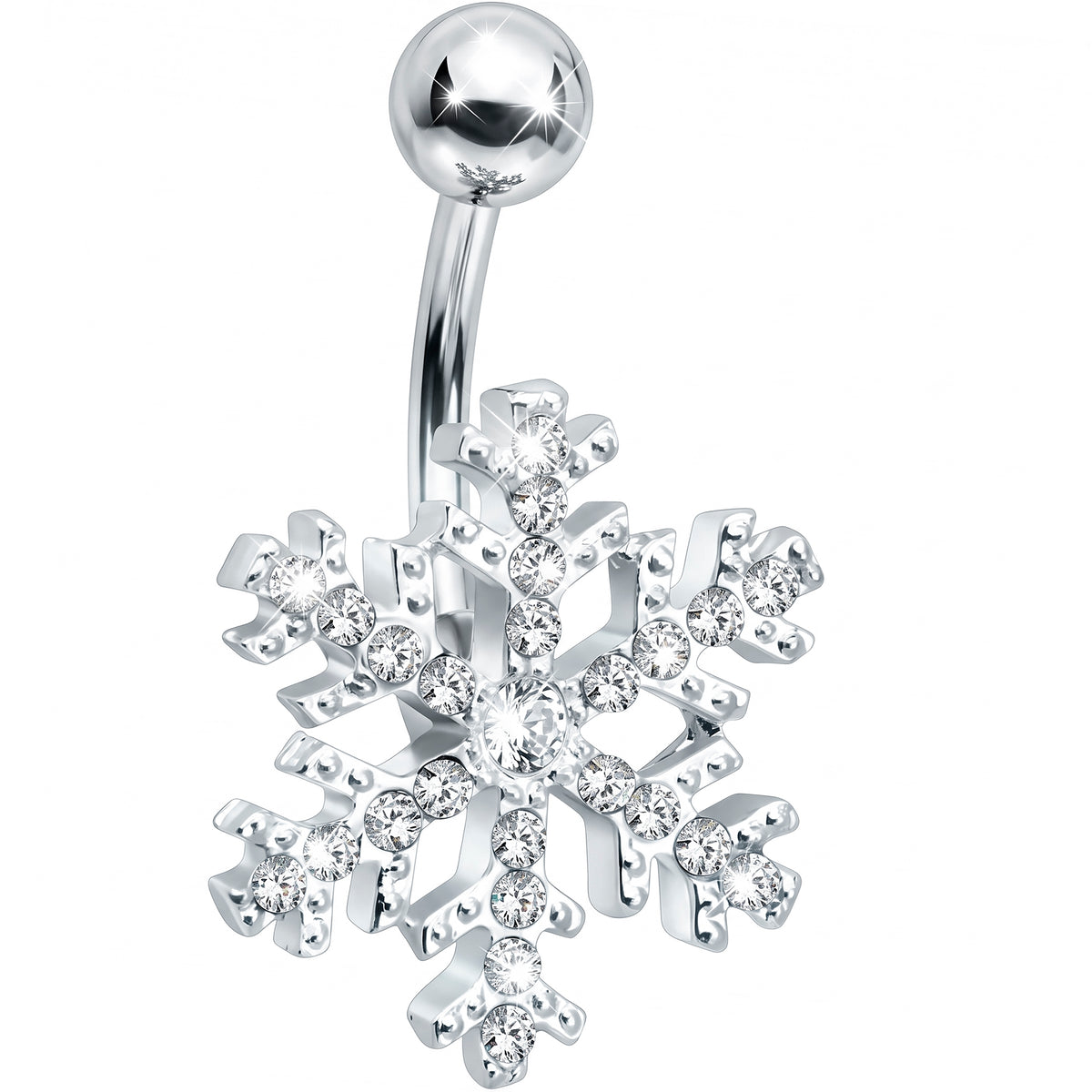 Crystalline Gem Snowflake Belly Ring