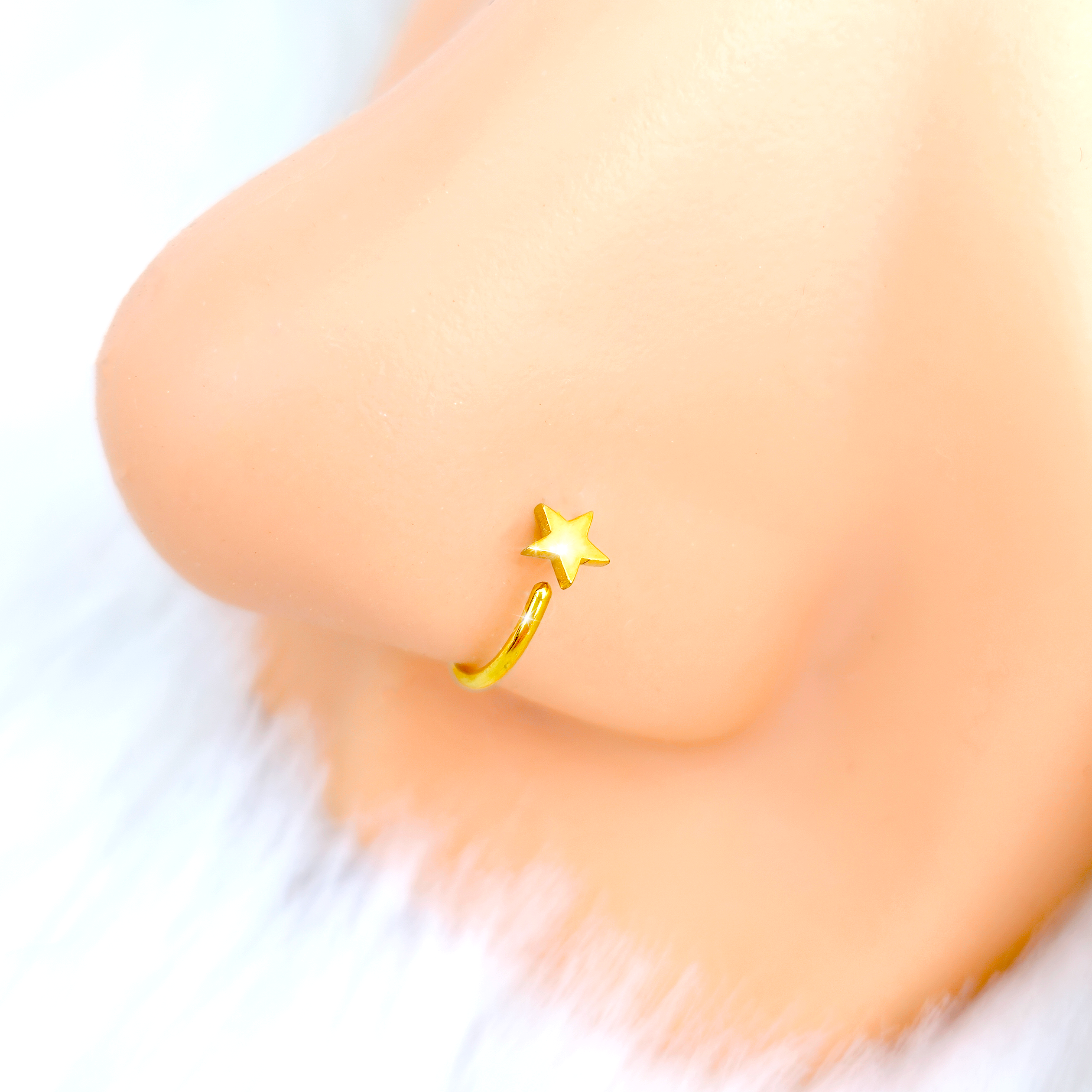 20G 5/16 Gold IP Stainless Steel Evening Star Nose Hoop