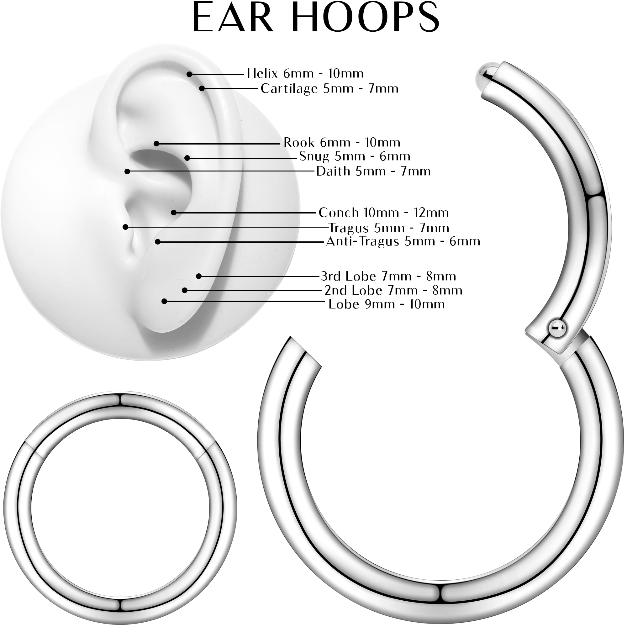 316L Surgical Steel Hinged Segment Ring - Body Piercing Hoop For Ear, Nose, Eyebrow & More