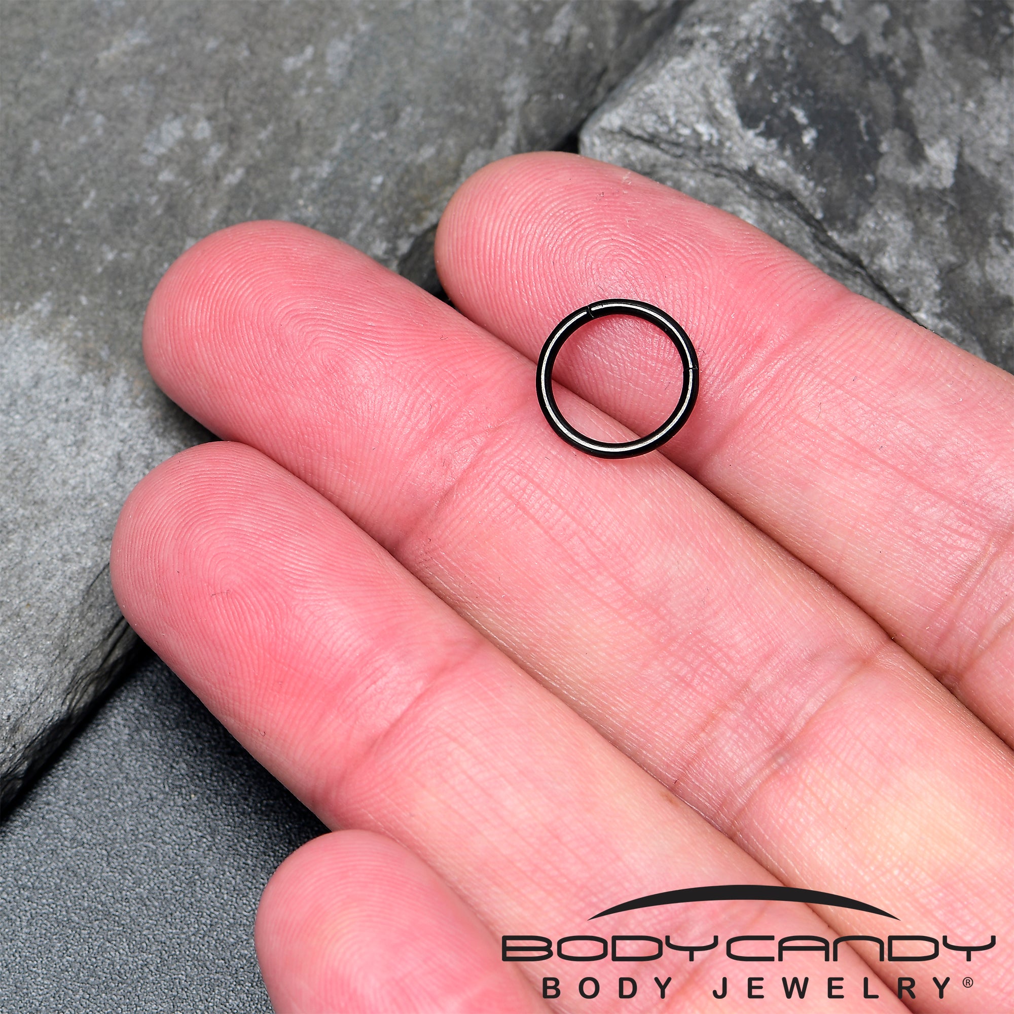 16G 3/8 Black PVD Hinged Segment Ring