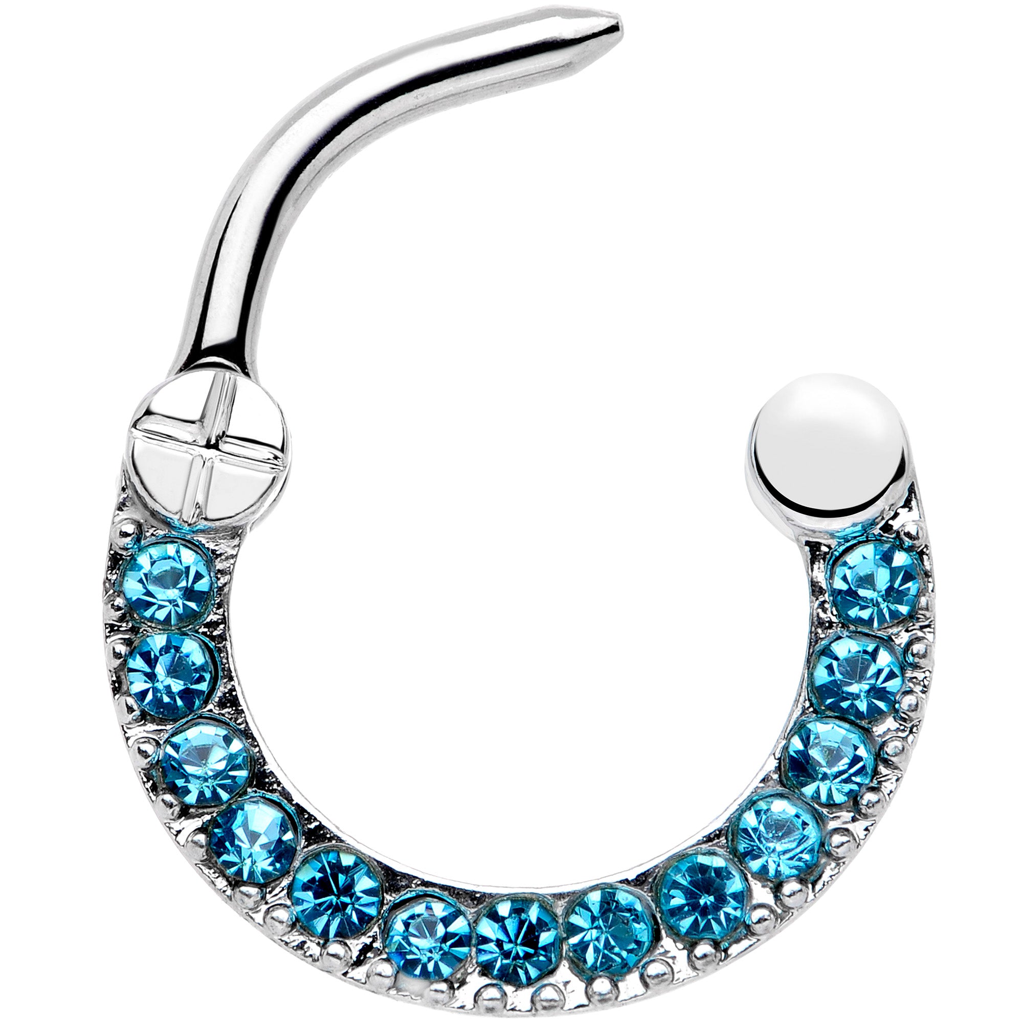 16 Gauge Blue Gem Paved Cartilage Clicker