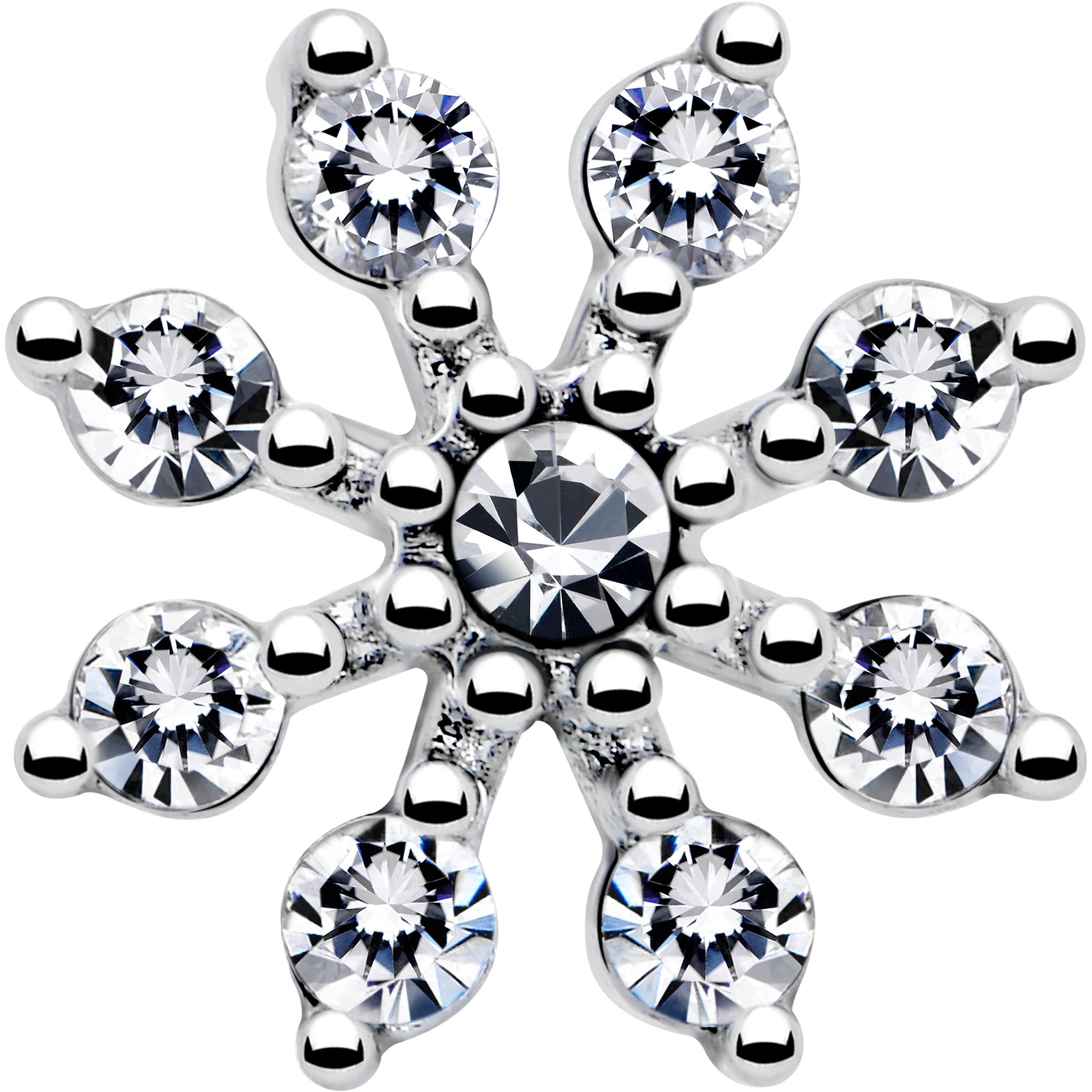 20G 1/4 Clear CZ Gem Flower L Shaped Nose Ring