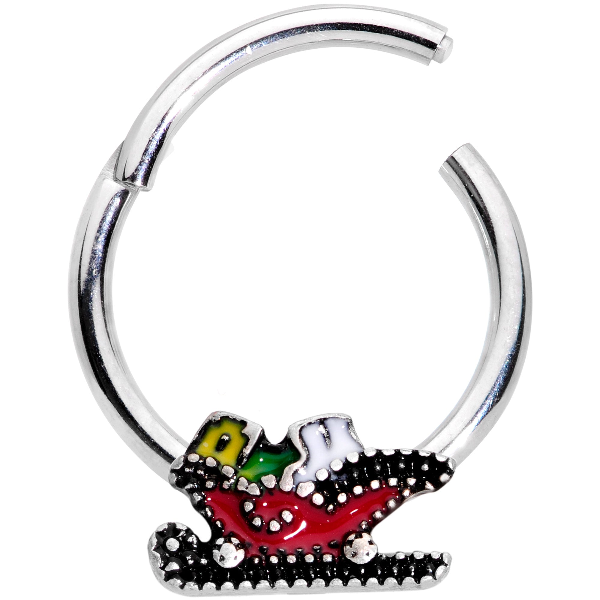 Santa Sleigh Ride Hinged Segment Ring 16 Gauge 3/8
