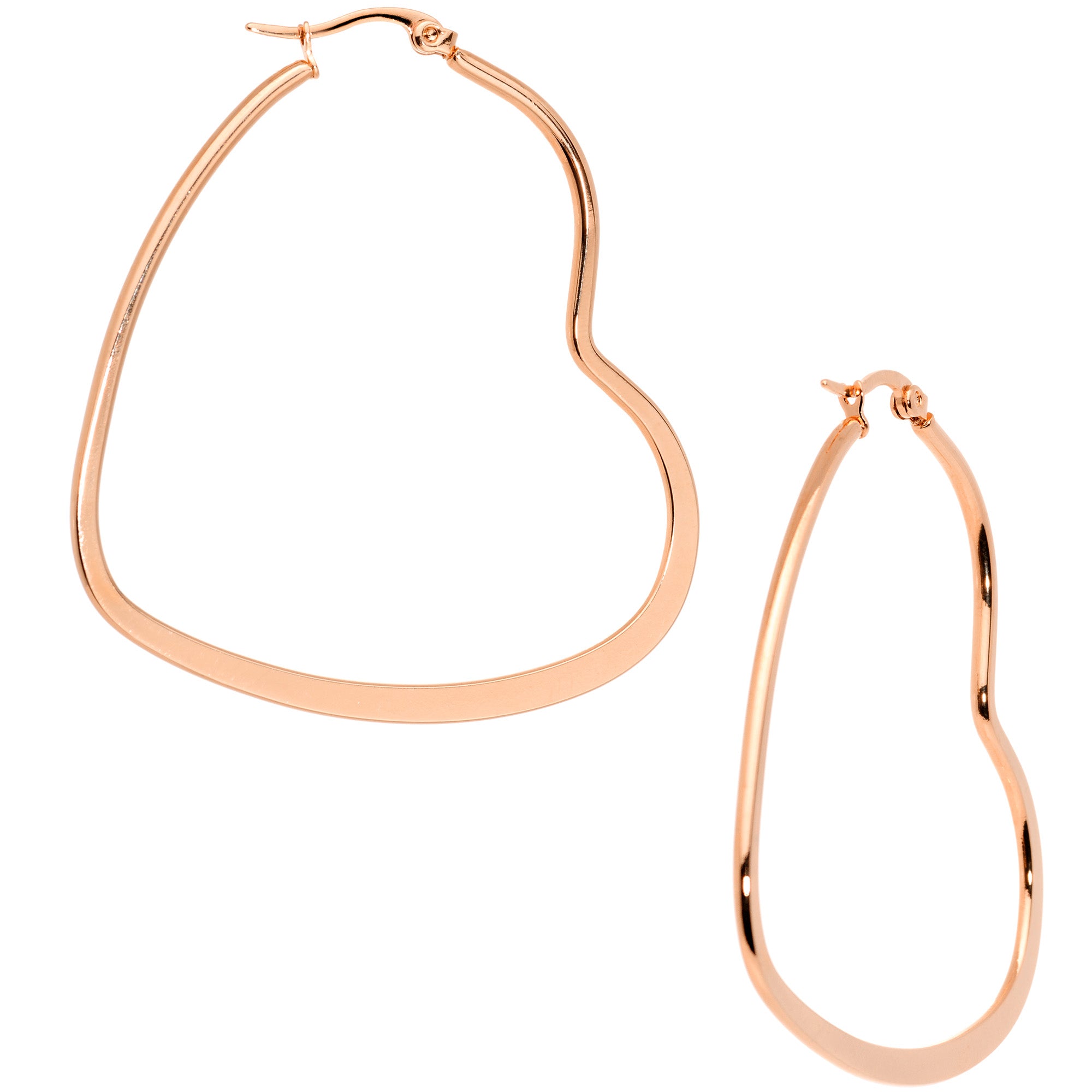 50mm rose gold tone heart shaped hoop earrings