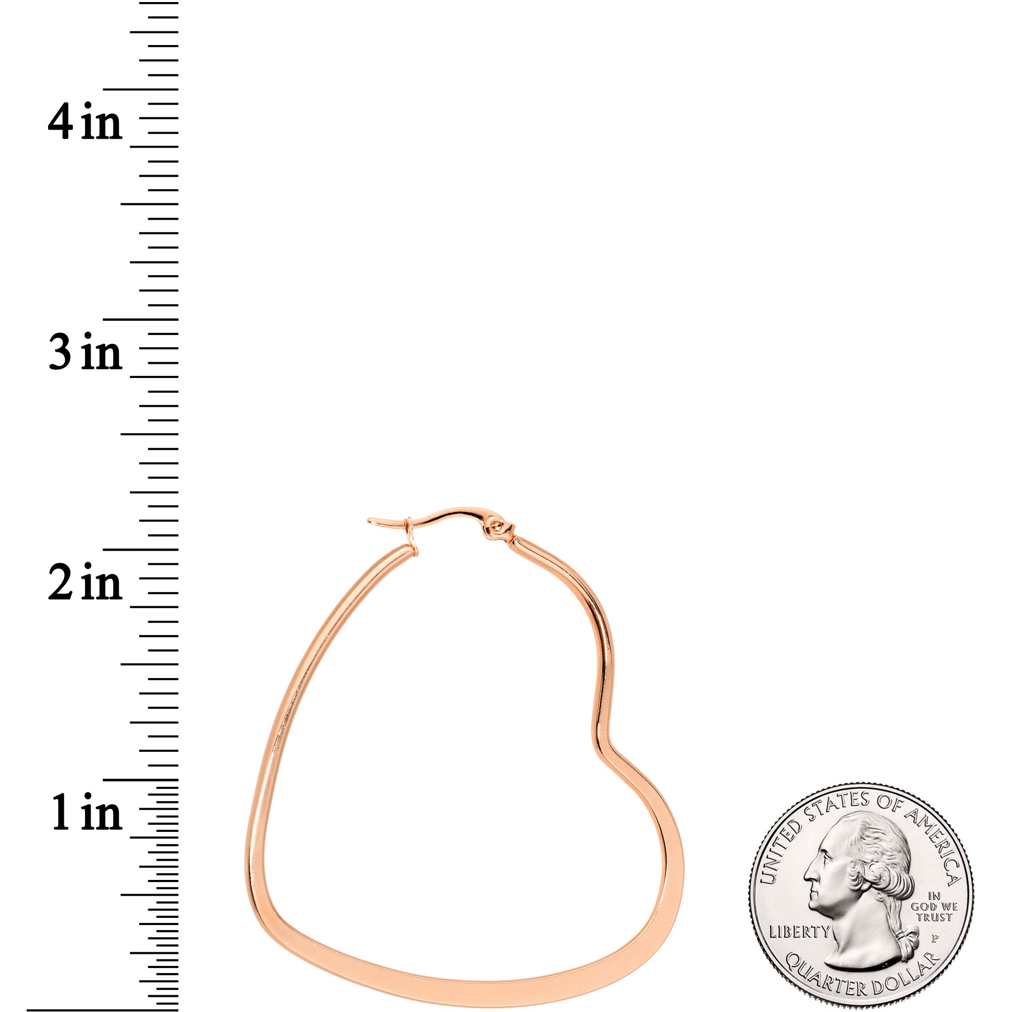 rose gold tone 50mm heart shaped hoop earrings