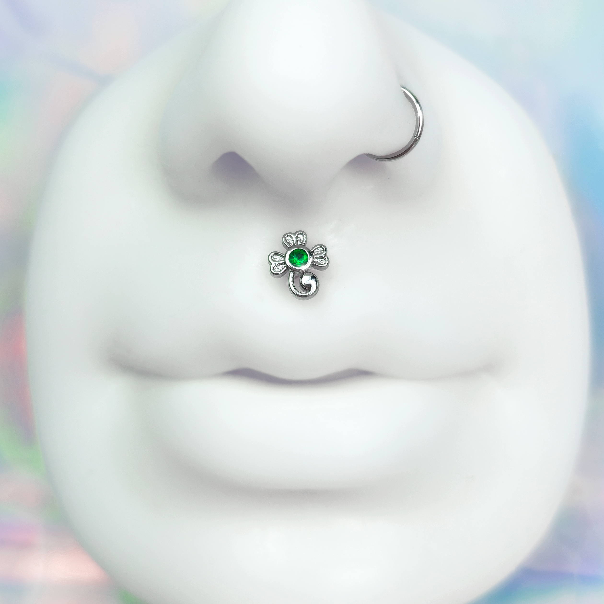 16G 5/16 Green Gem St Patricks Day Shamrock Labret Set of 3