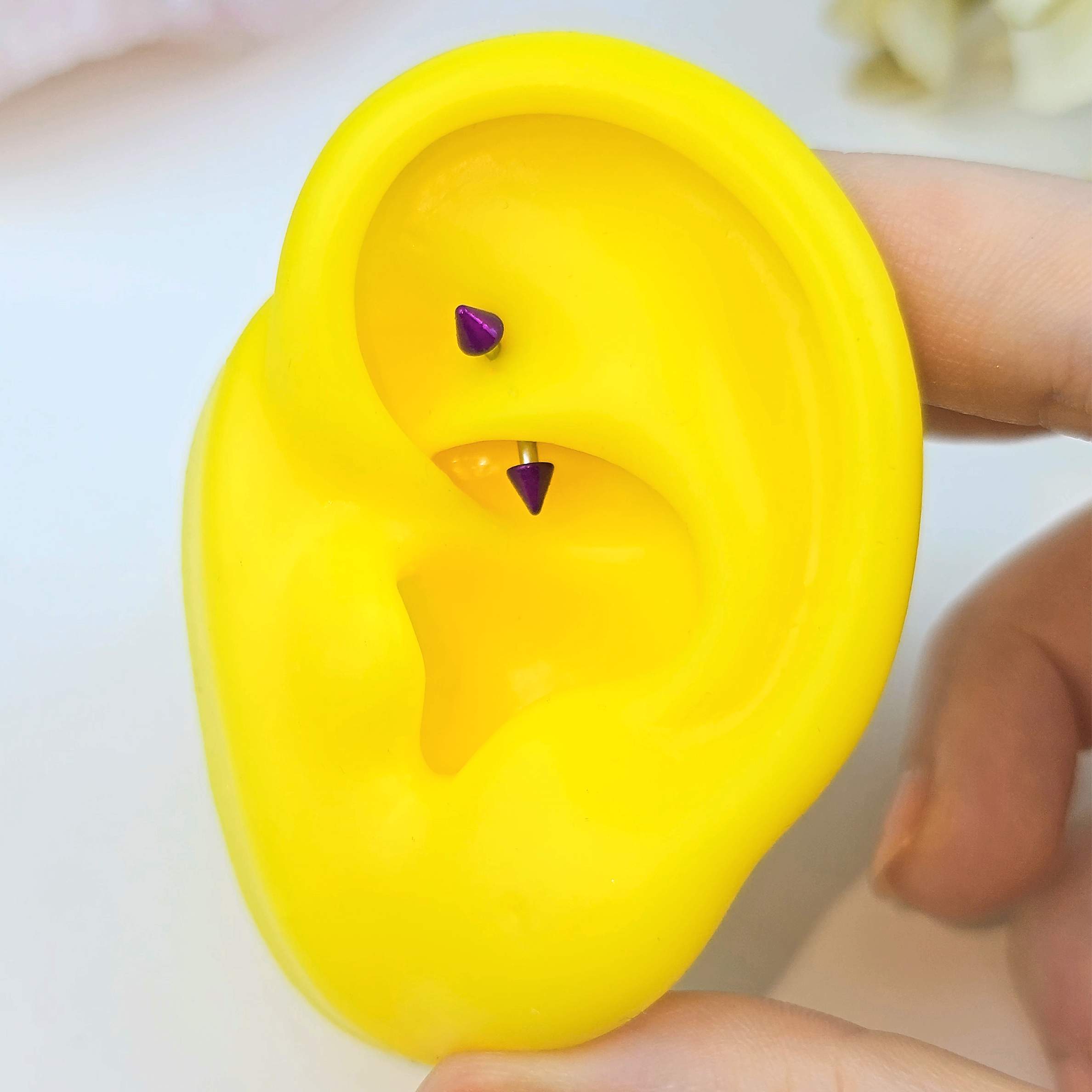 16G 5/16 Purple Cone End Curved Eyebrow Ring