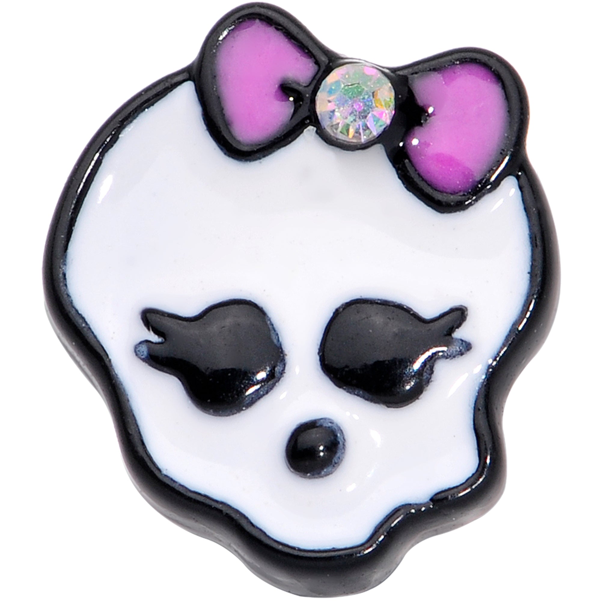 16 Gauge Black Kawaii Skull Aurora Gem Cartilage Tragus Earring