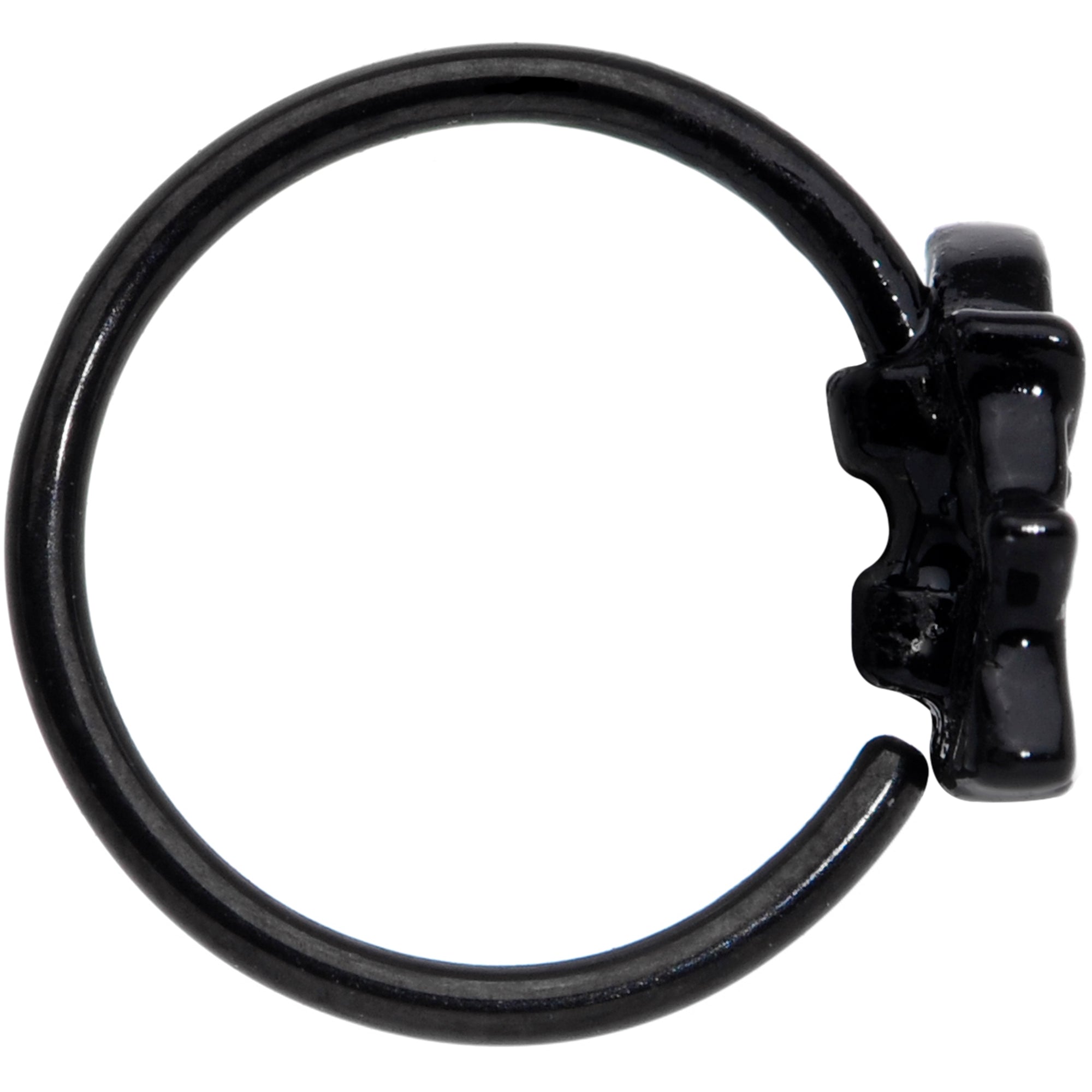 Black Striped Hat Candy Ghost Halloween Nose Hoop 20 Gauge 5/16