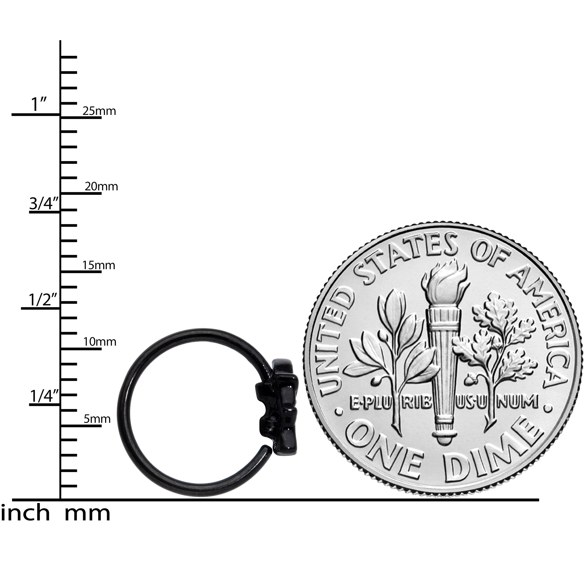 20 Gauge 5/16 Nose Hoop Black Striped Hat Candy Ghost Halloween