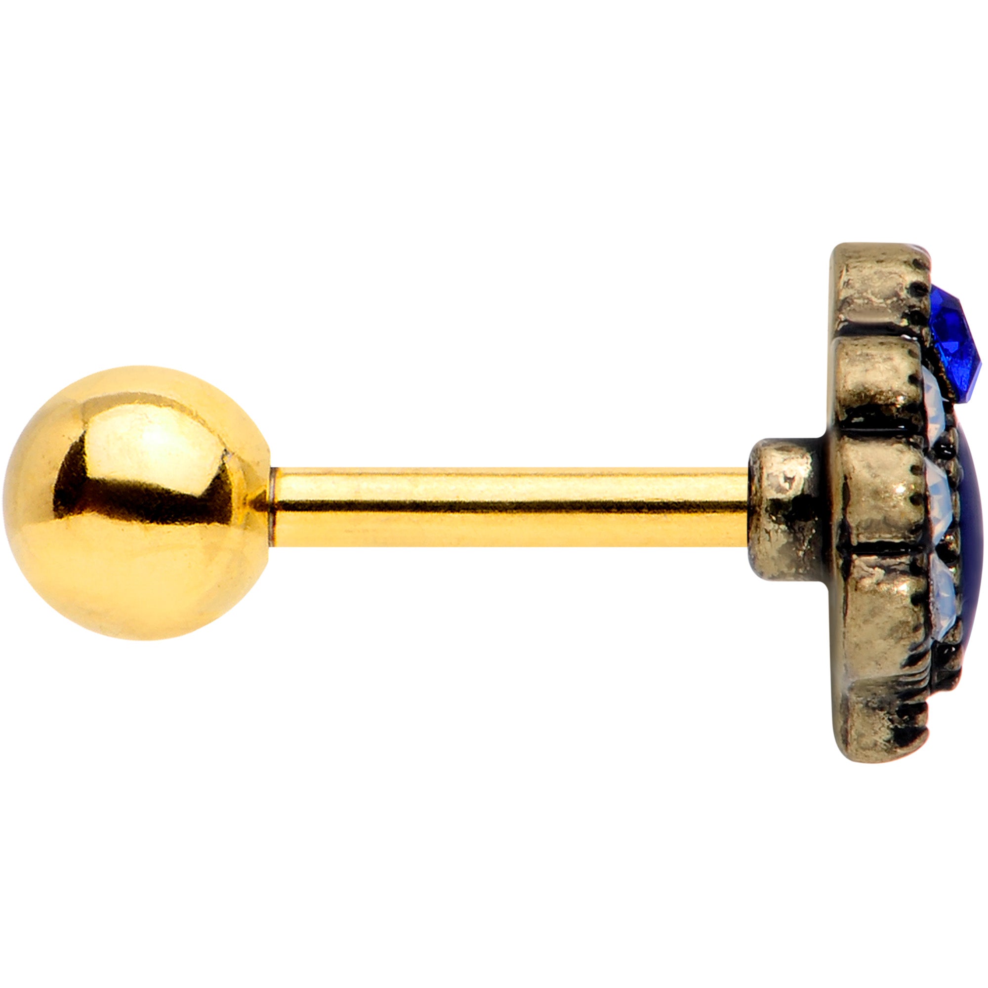 16 Gauge Blue Gem Gold Tone Cartilage Tragus Earring