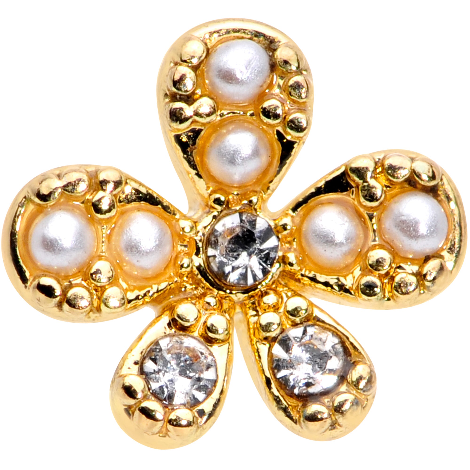 Stylish Splat Tragus Earring Gold Tone Clear Gem 16 Gauge