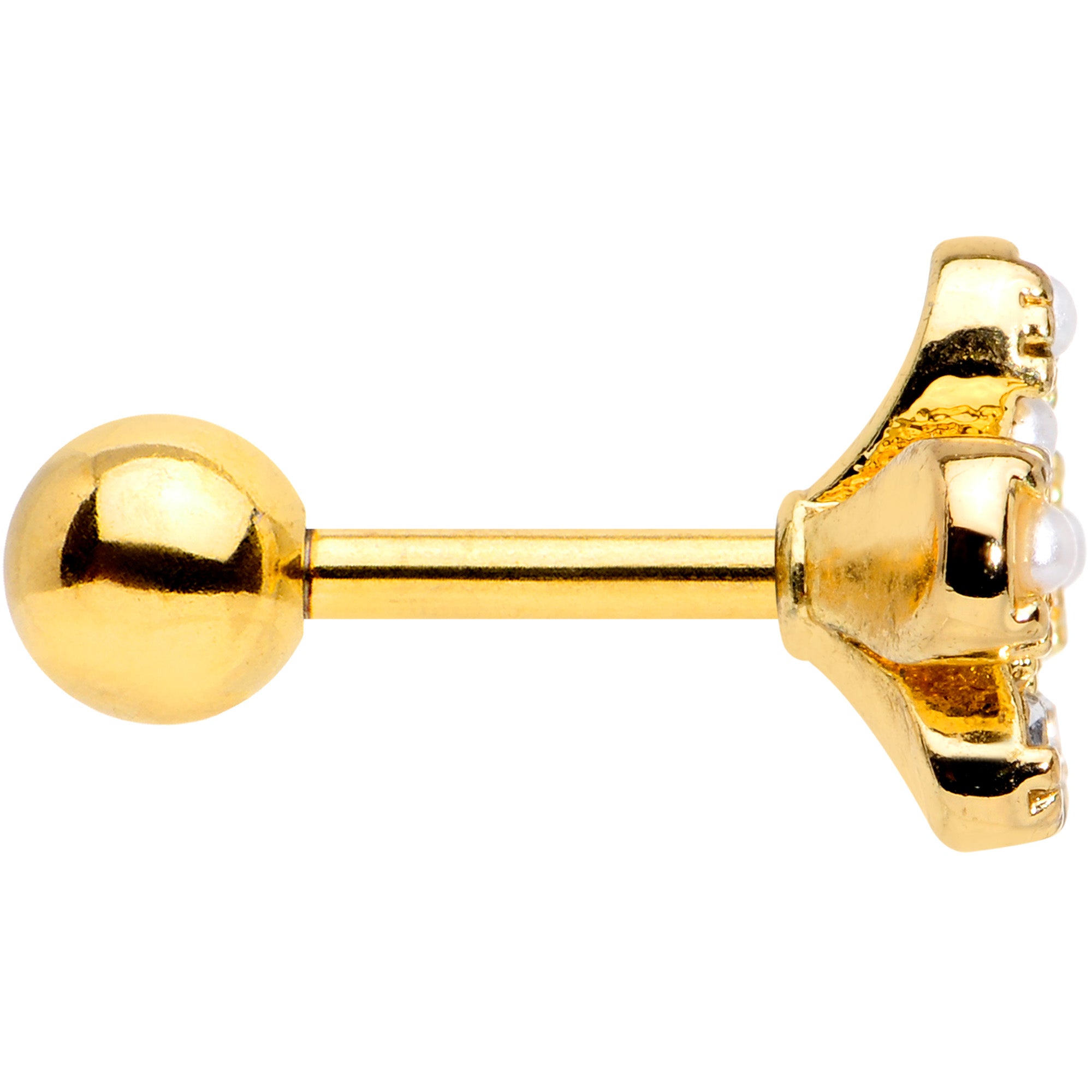 16 Gauge Gold Tone Cartilage Earring with Clear Gem