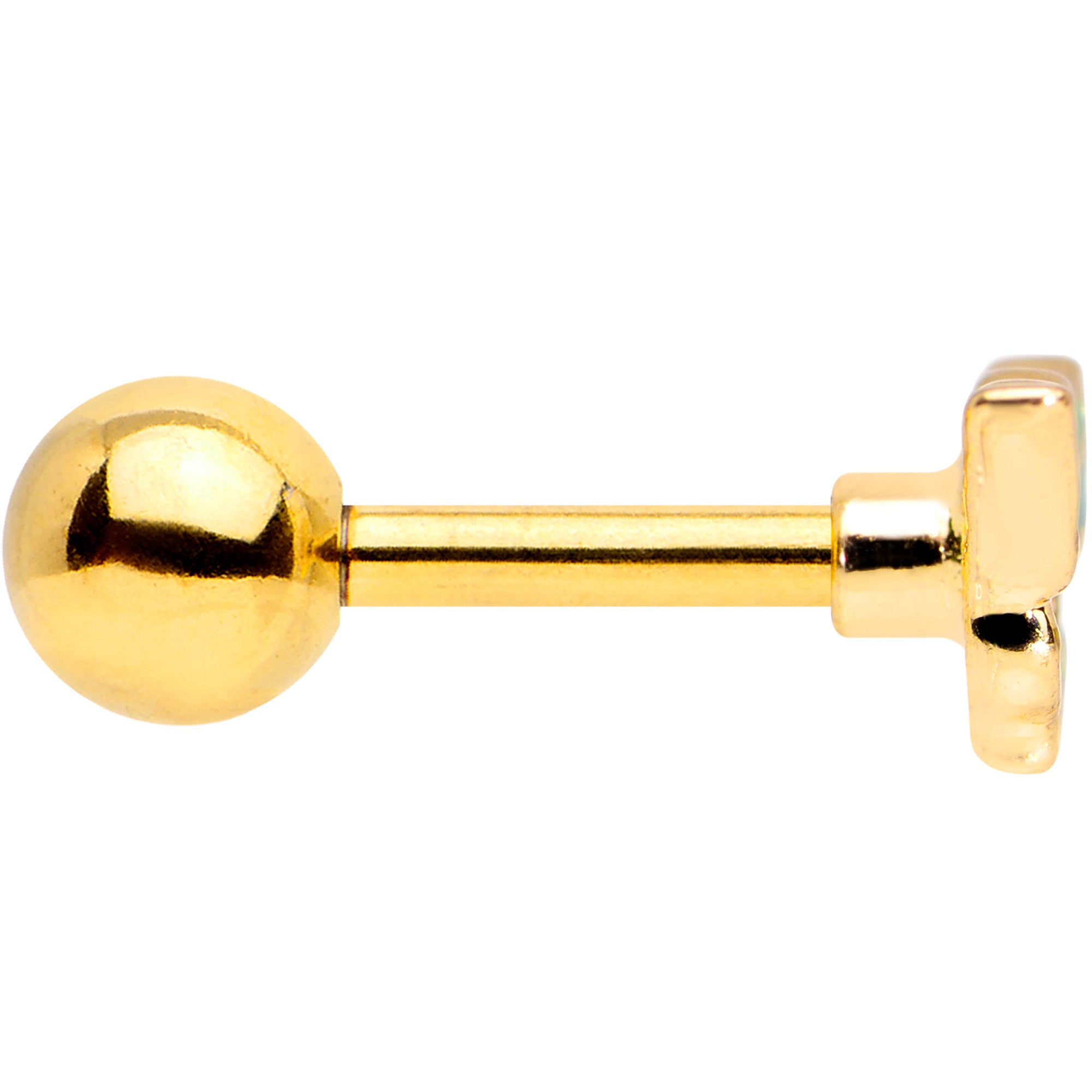 1/4 Gold Tone Green Inlay Butterfly Cartilage Tragus Earring