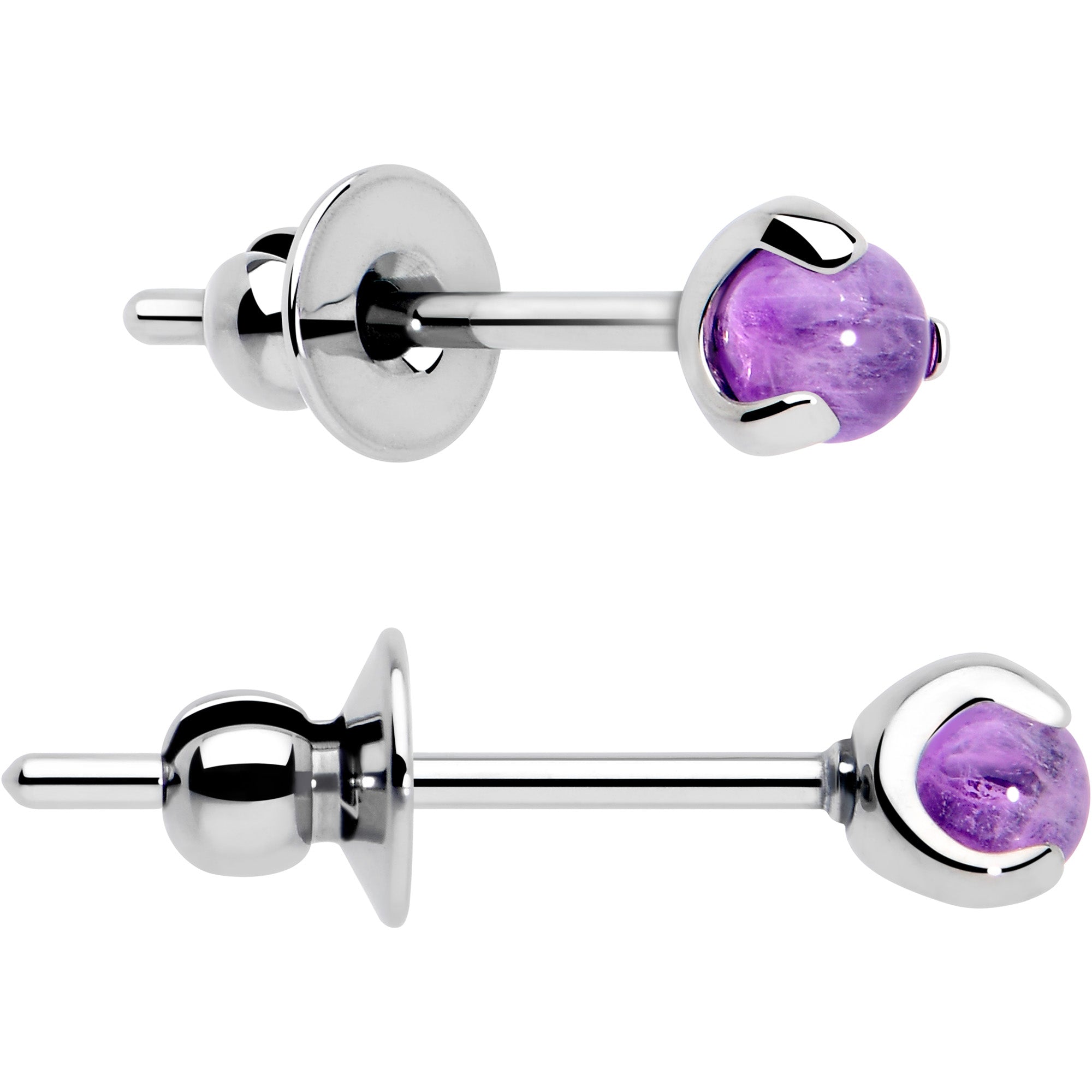 3mm purple amethyst titanium stud earrings