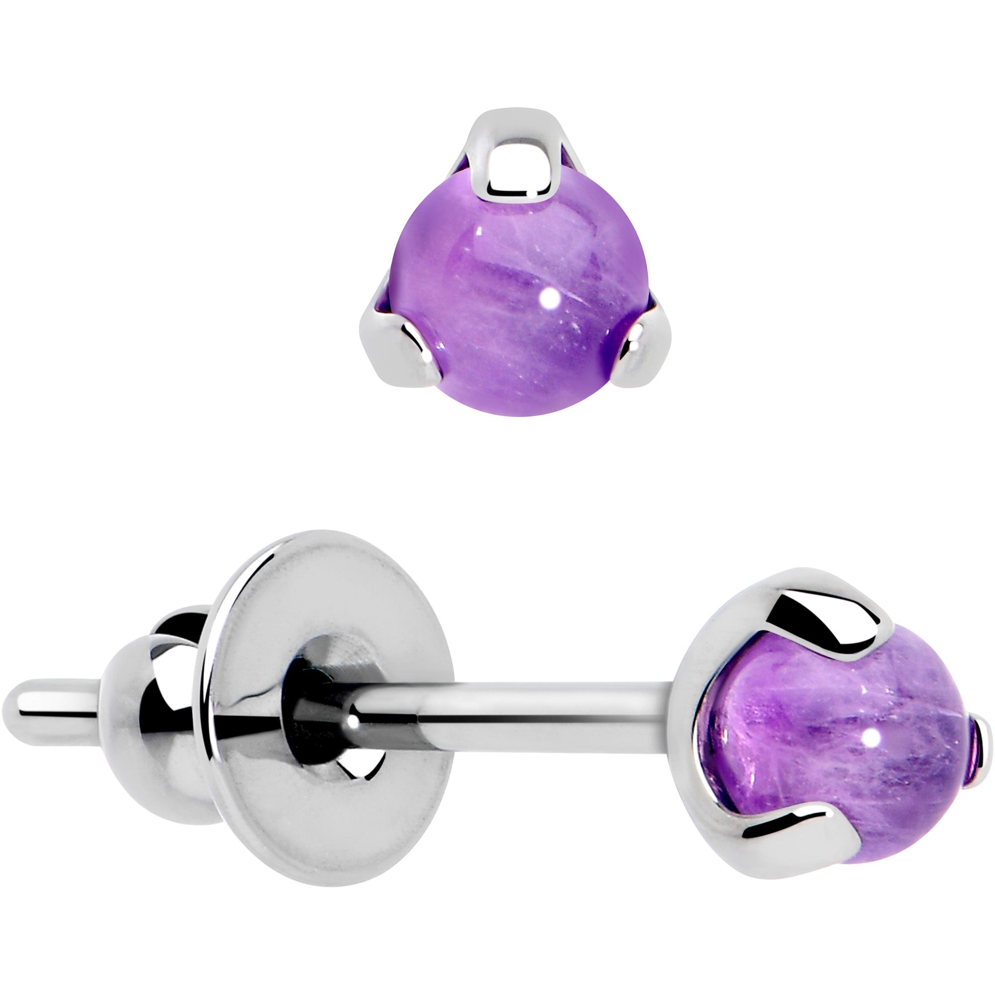 purple amethyst stone stud earrings titanium hypoallergenic