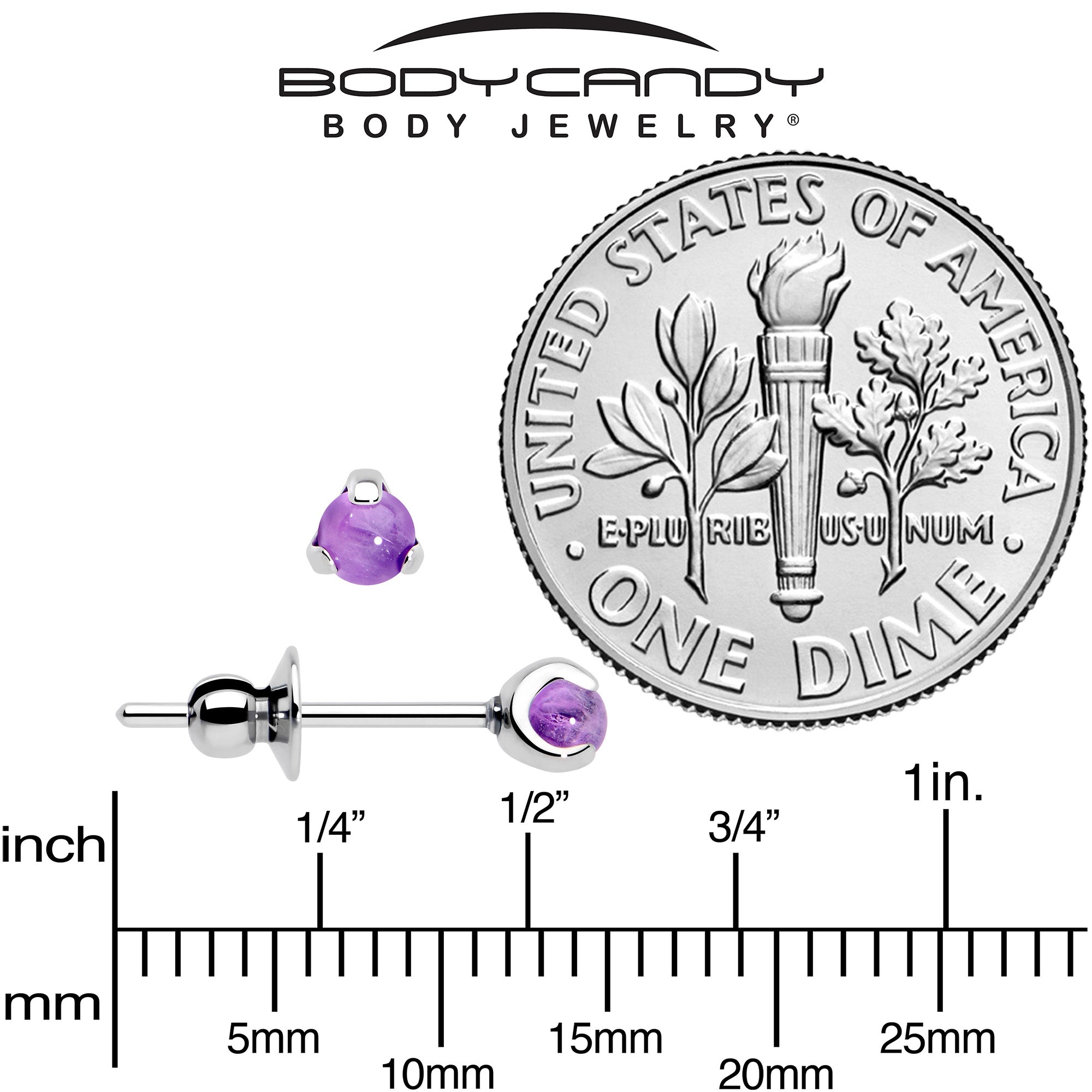 implant grade titanium 3mm purple amethyst earrings