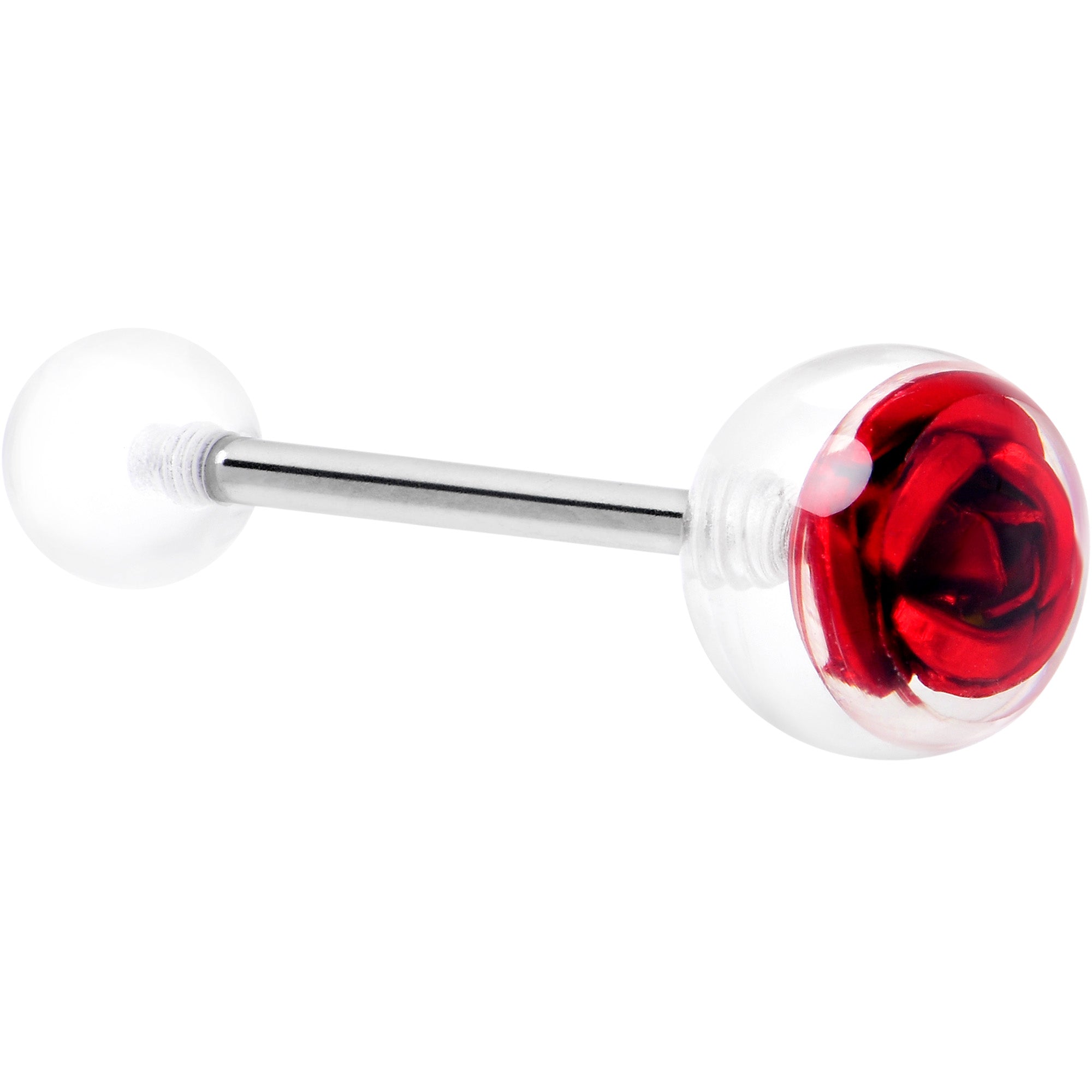 Bubble Rose Red Barbell Tongue Ring