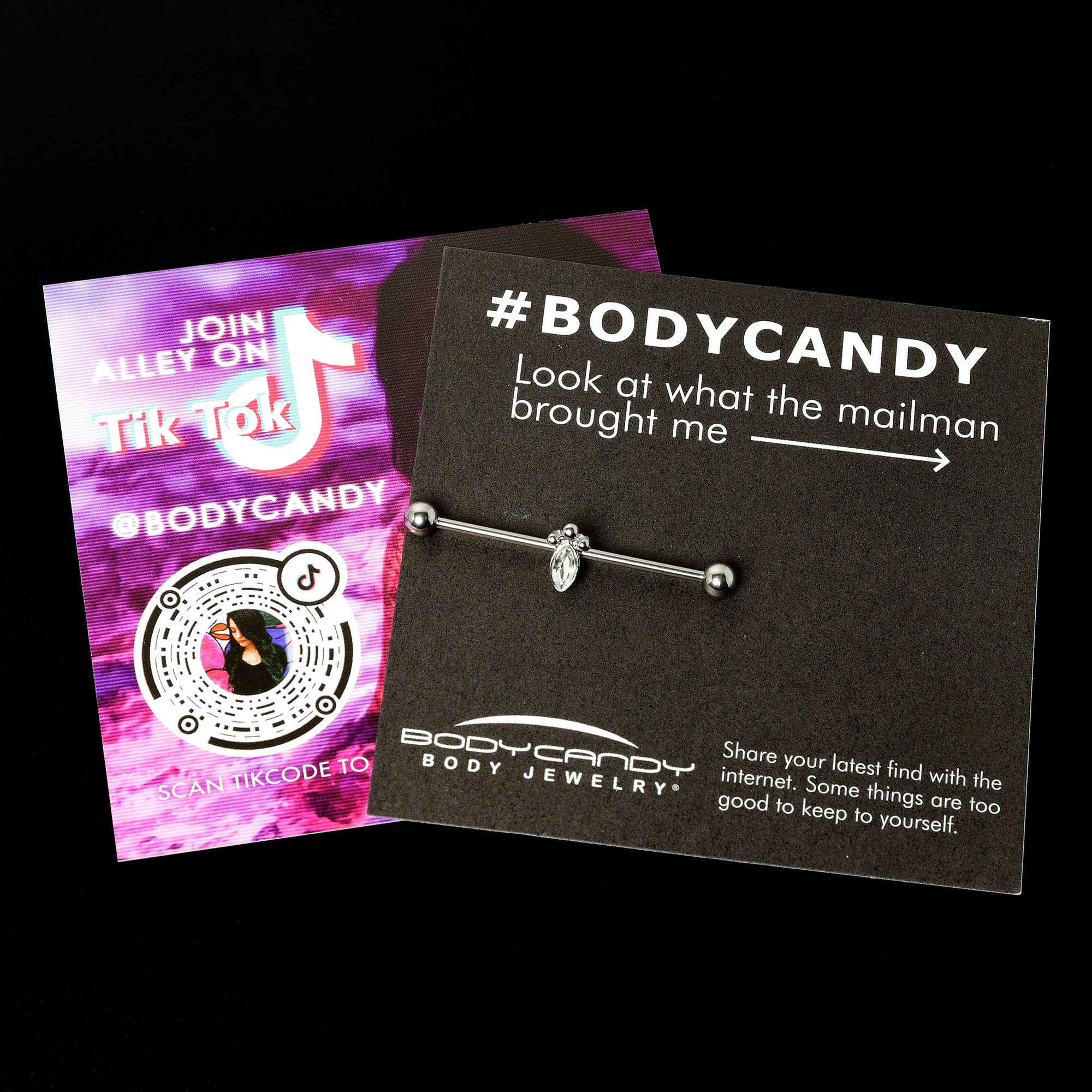 38mm 14 Gauge Industrial Barbell with Clear Gem Deco Oval