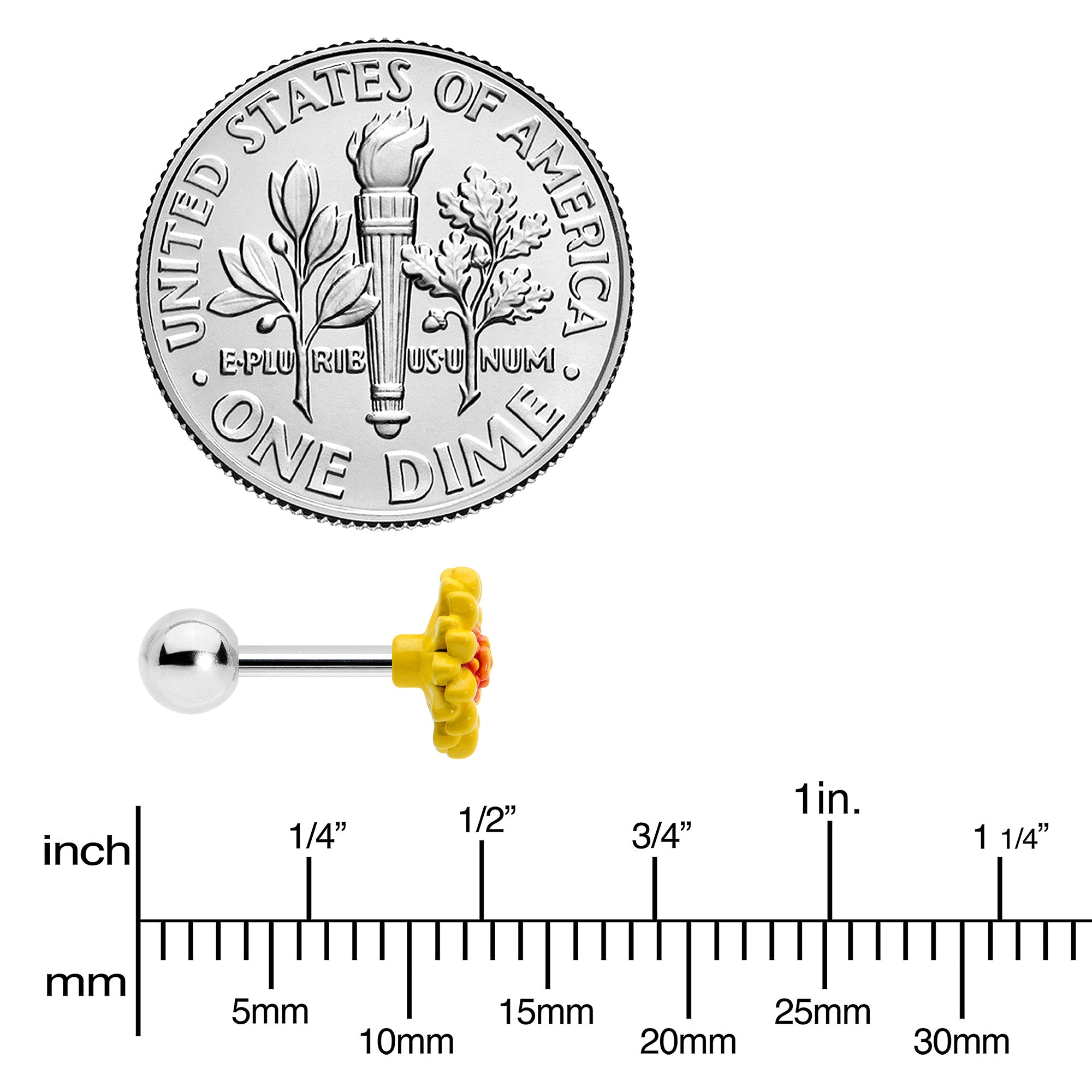 16 Gauge 1/4 Sunflower Tragus Earring