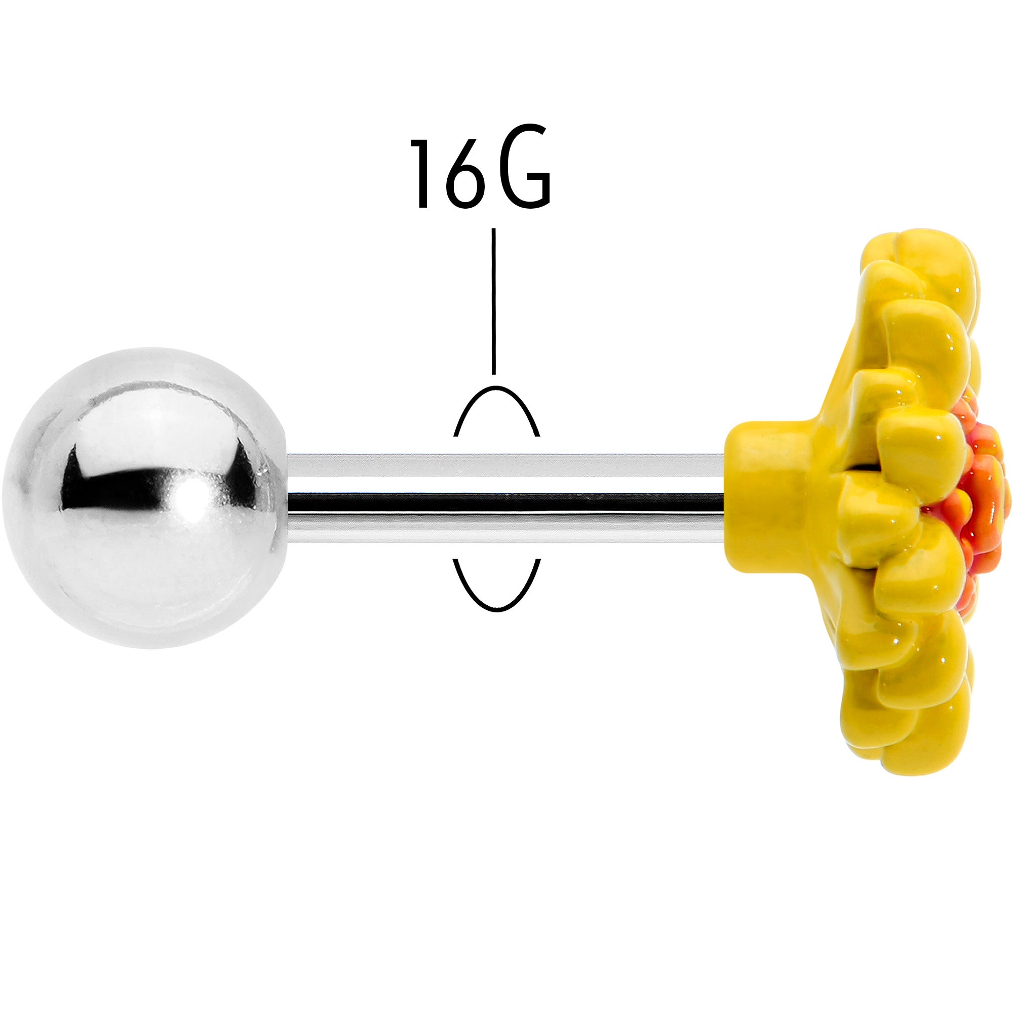 Sunflower Cartilage Earring 16 Gauge 1/4