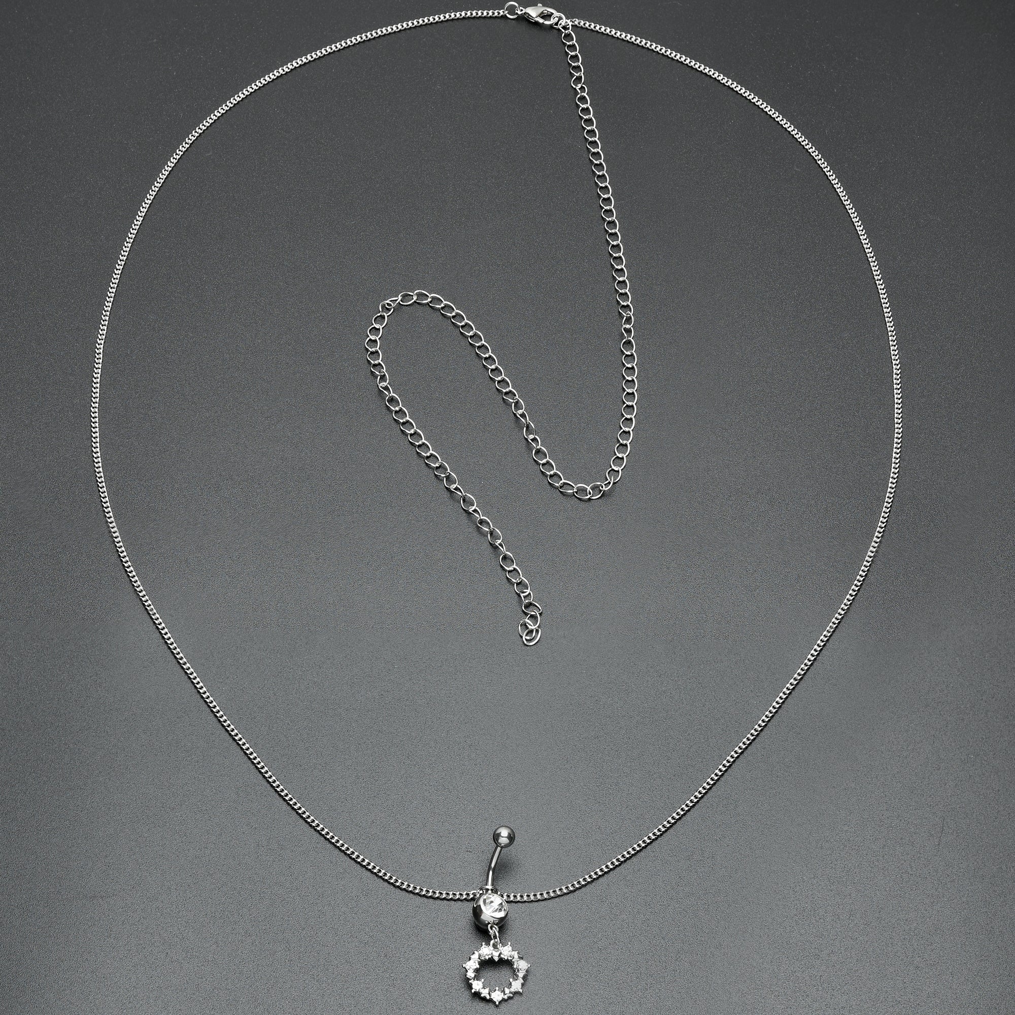 Glam Belly Ring with Clear Gem Dangle