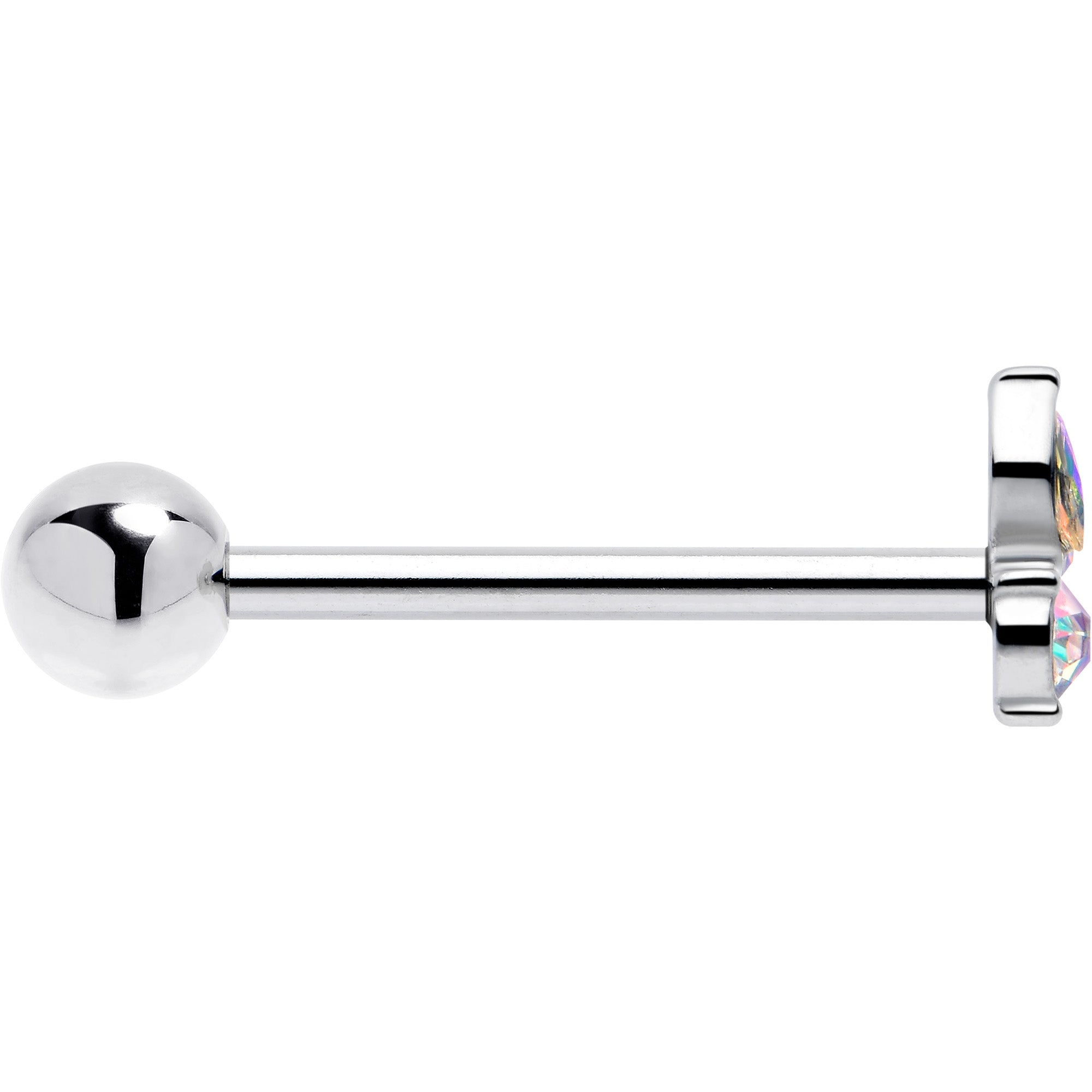 Aurora Gem Fleur de Lis Butterfly Barbell Tongue Ring