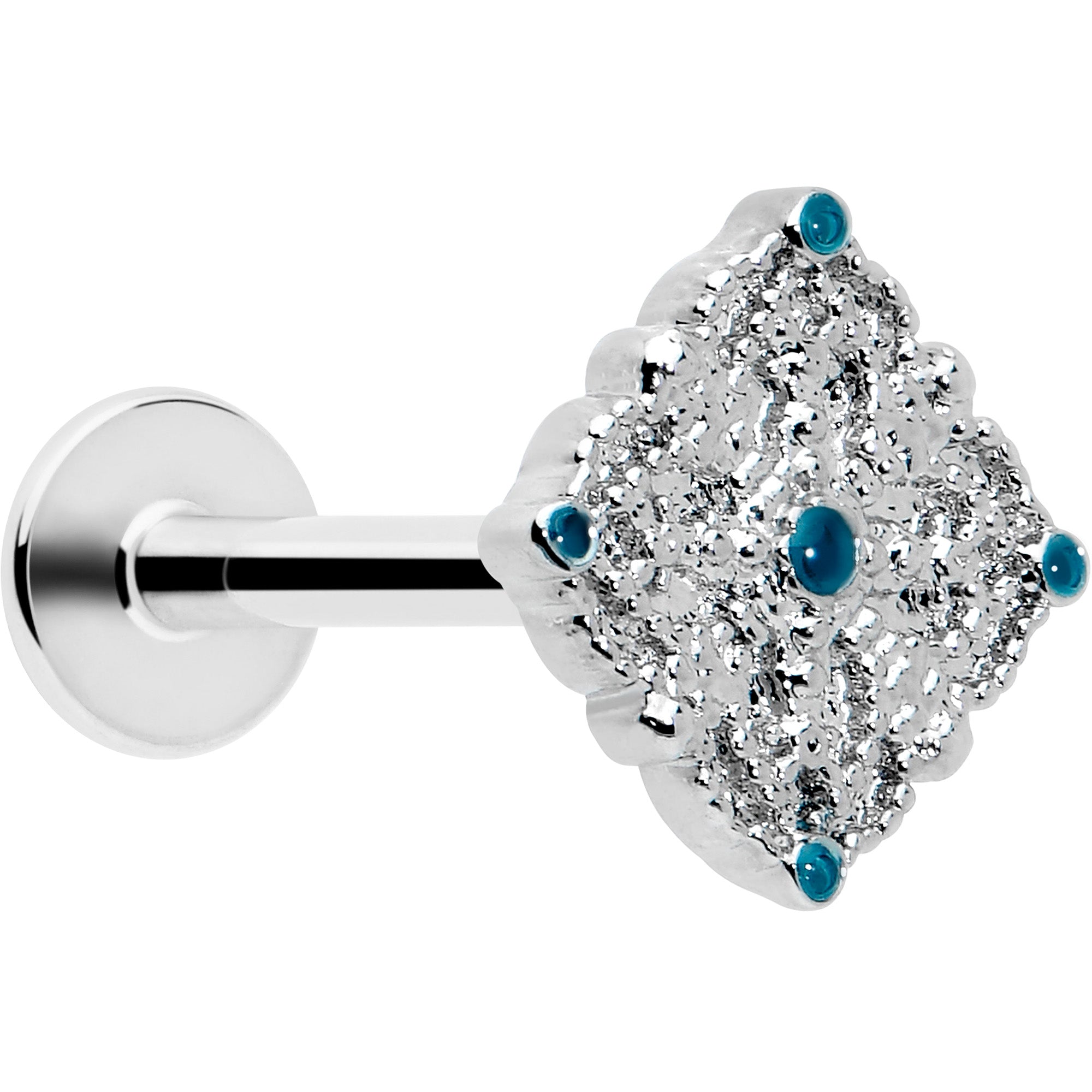 blue lacy rhombus labret stud 16g 5/16 monroe tragus