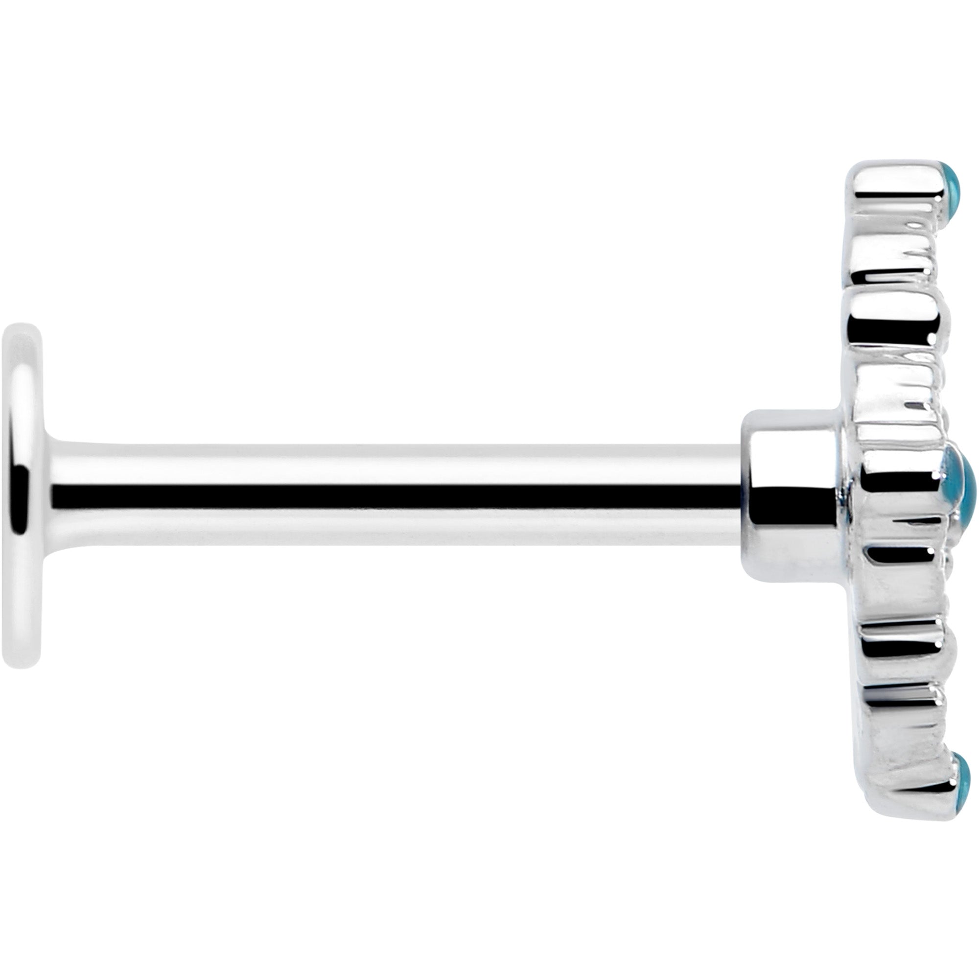 16 gauge 5/16 blue lacy rhombus monroe labret tragus stud