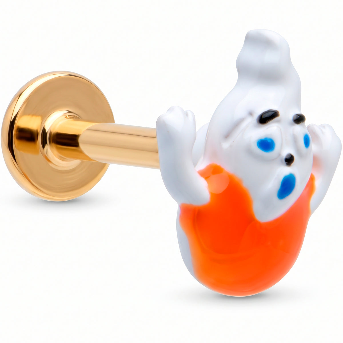 16G 5/16 Gold Tone Pumpkin Haunter Ghost Labret Monroe Tragus