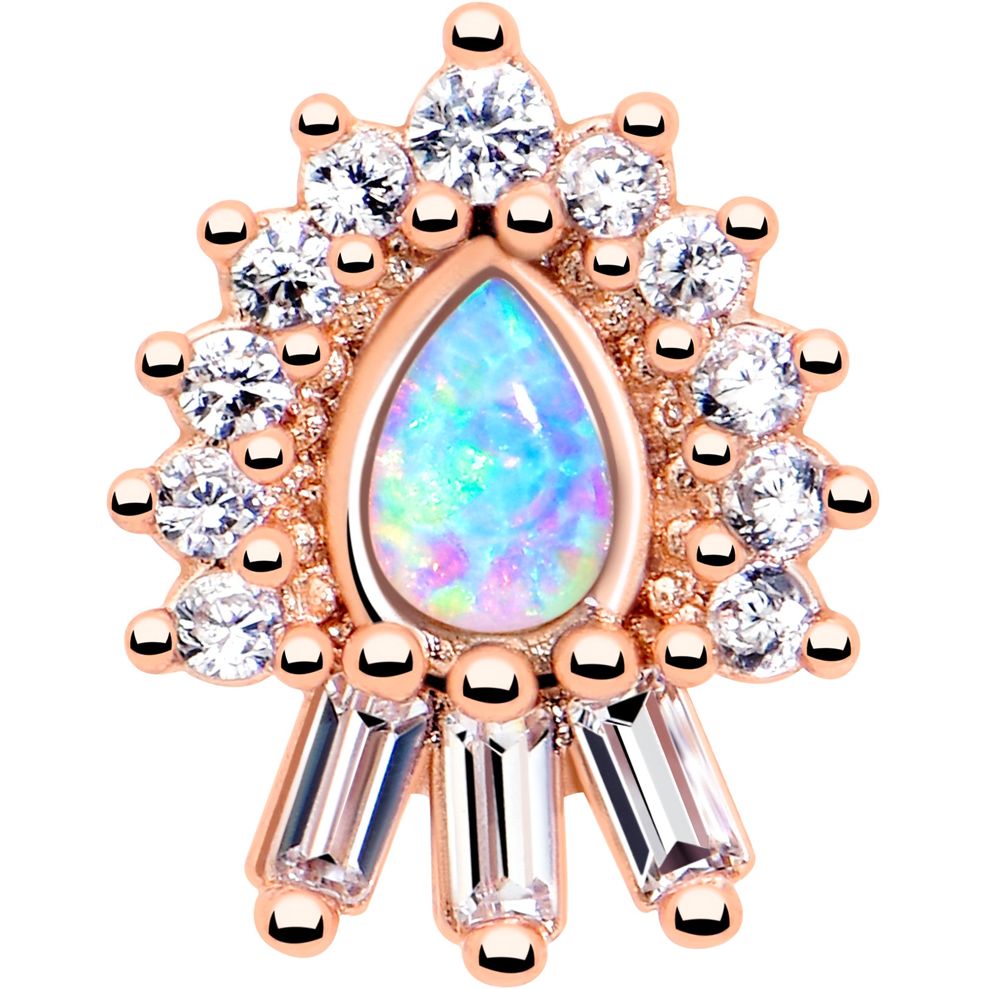 16g blue synthetic opal cartilage labret rose gold tone 1 4 inch