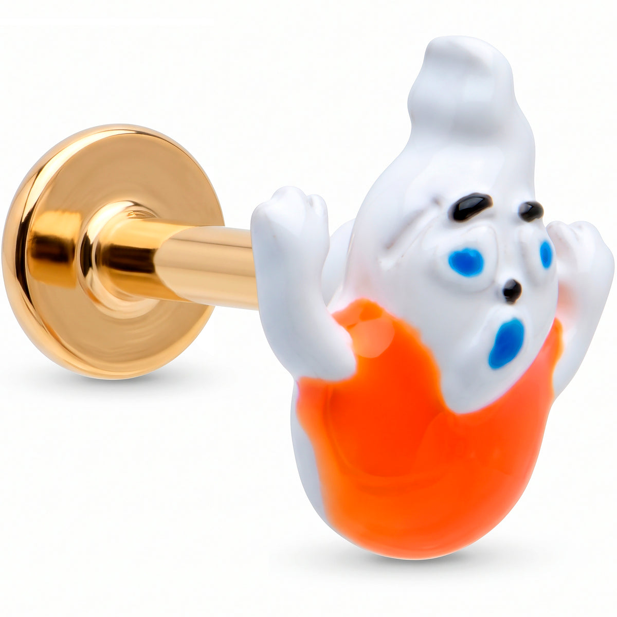 16G 1/4 Gold Tone Pumpkin Haunter Ghost Labret