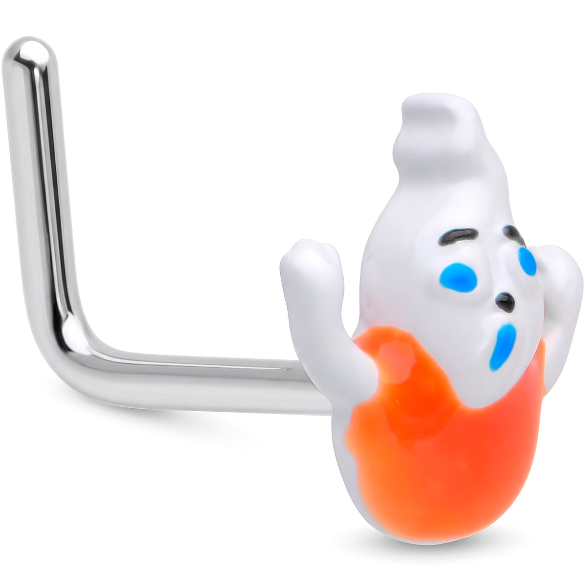 20G 7mm Pumpkin Haunter Ghost L Shape Nose Ring