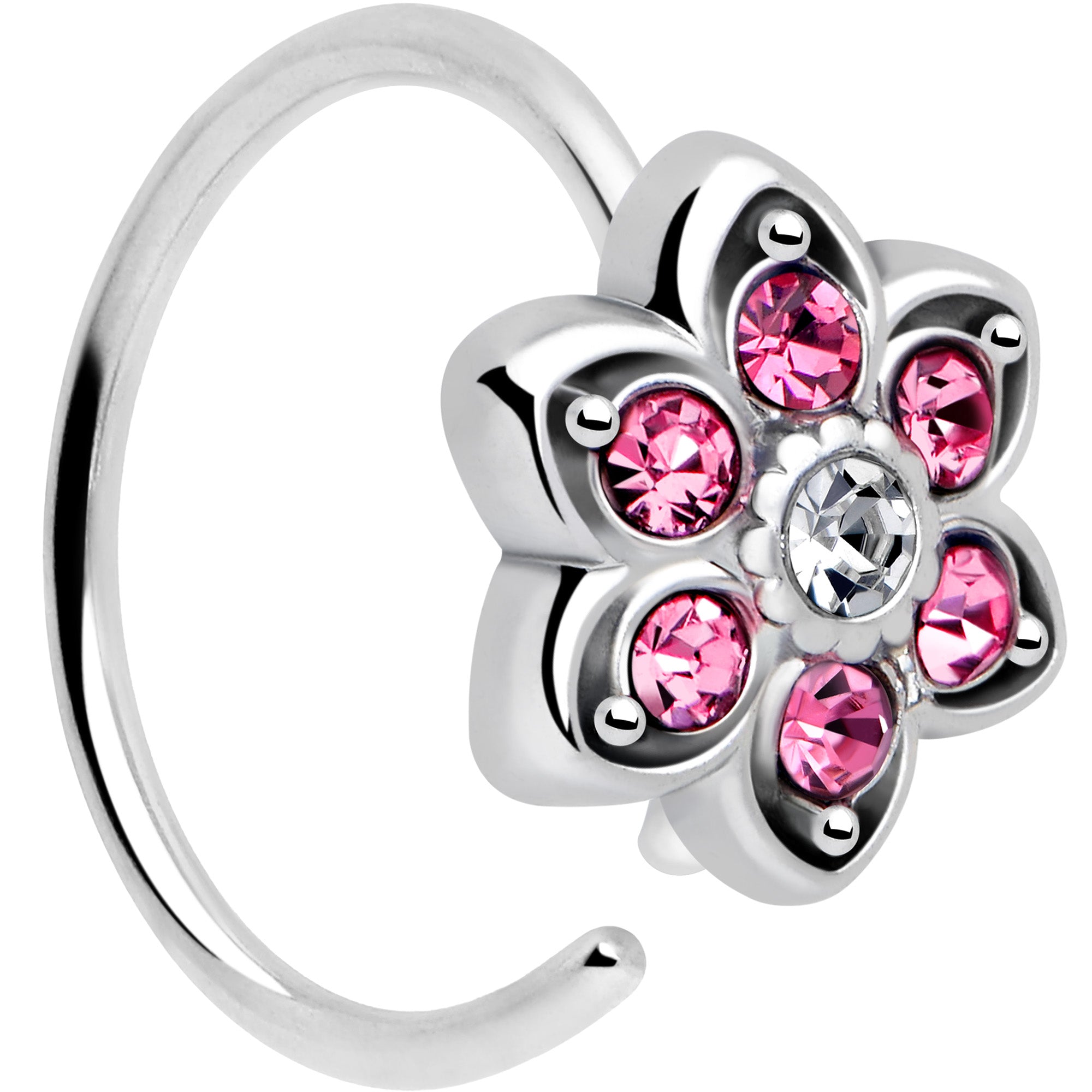 20G 5/16 Pink Radiant Blossom Flower Nose Hoop
