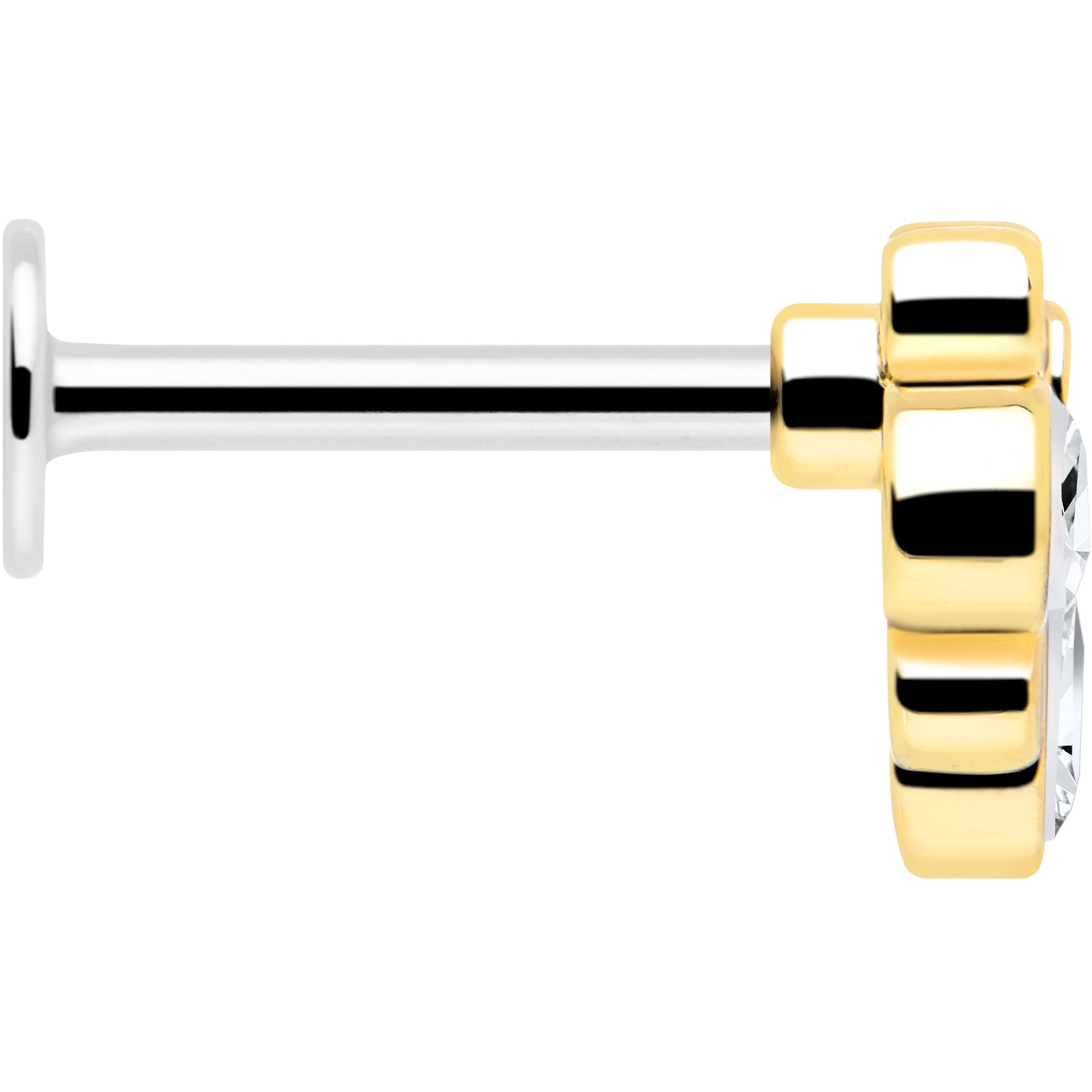 16G 1/4 Clear Gem Golden Crown Deluxe Labret