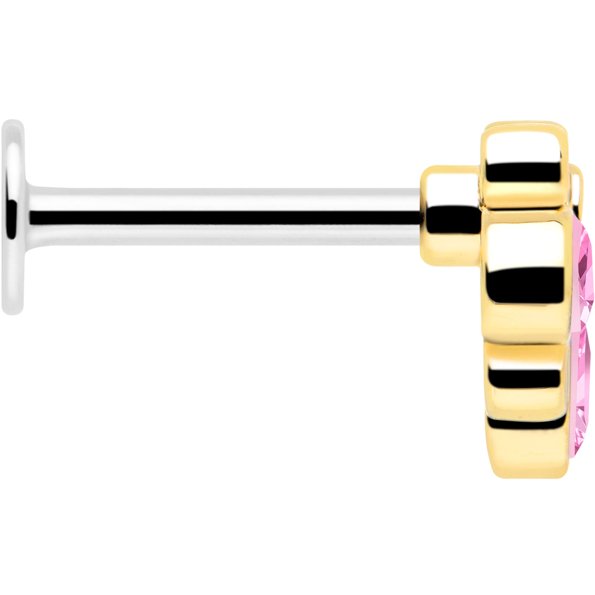 16G 1/4 Pink Gem Golden Crown Deluxe Labret