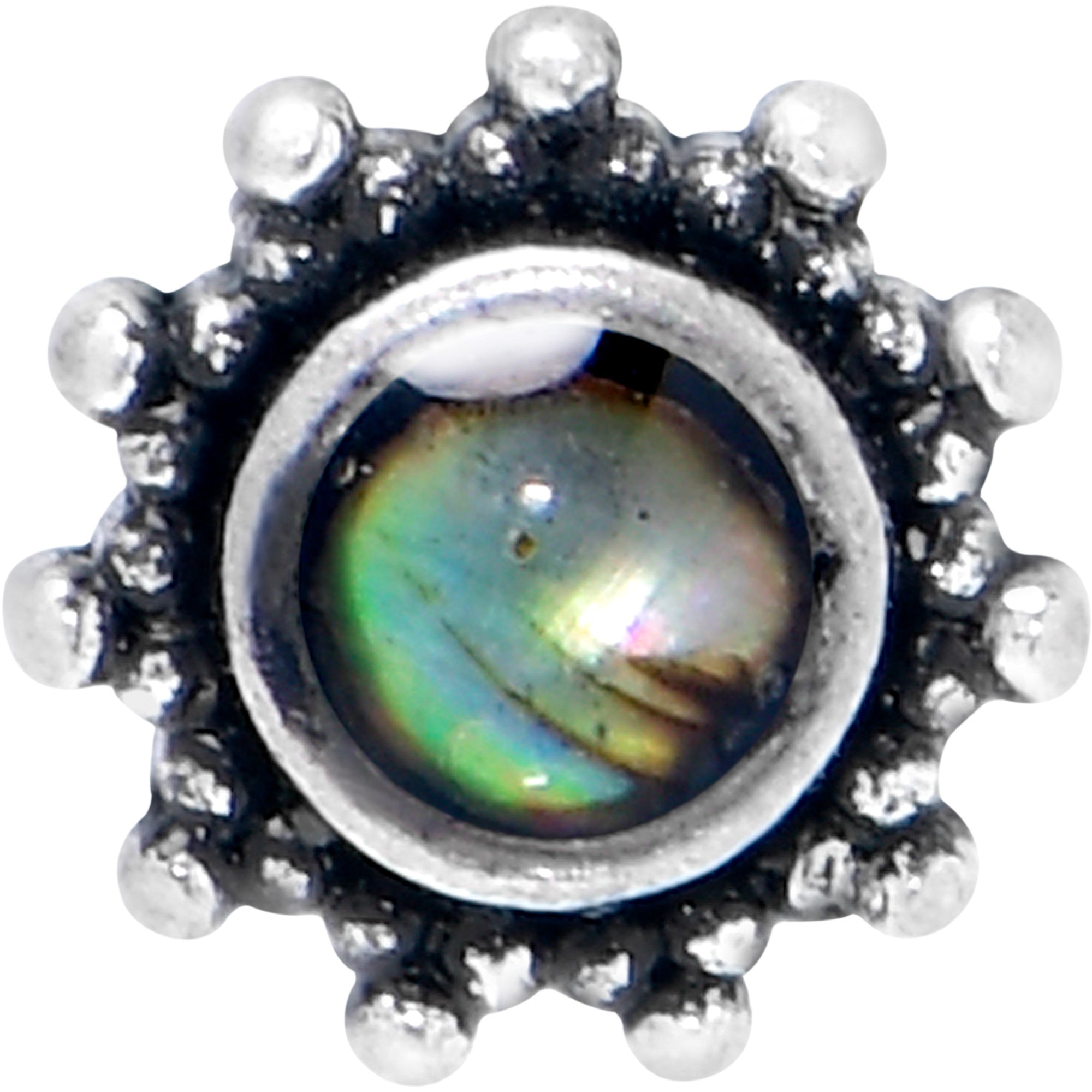 20G 7mm Brown Faux Shell Circle of Glam L Shape Nose Ring