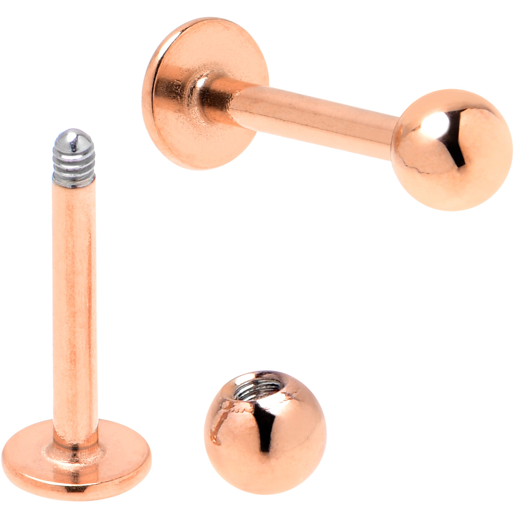 16G 5/16 Rose Gold Tone Smiling Face Broken Heart Labret Set of 4