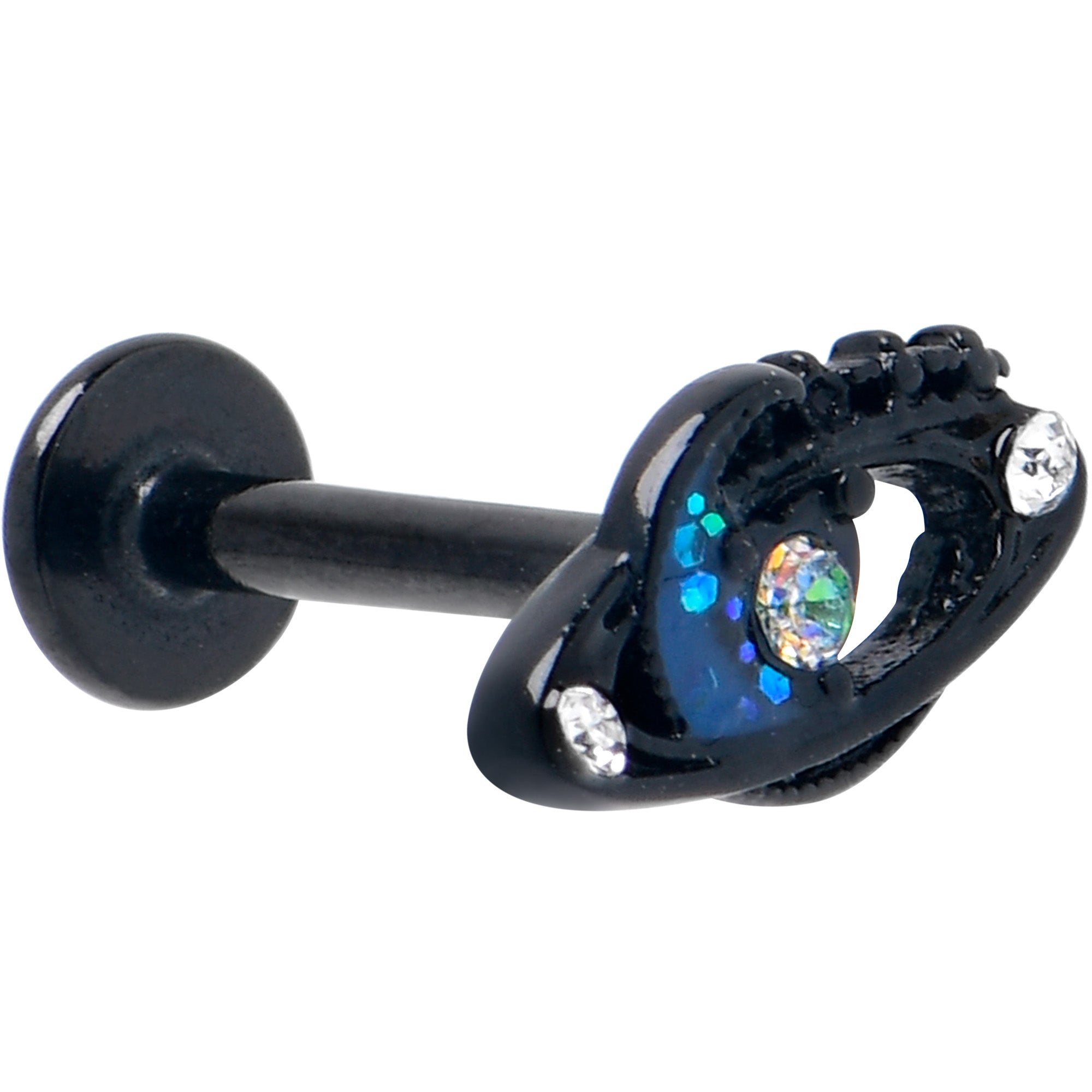16G 5/16 Aurora Gem Black Saturn Space Moon Labret Monroe Tragus