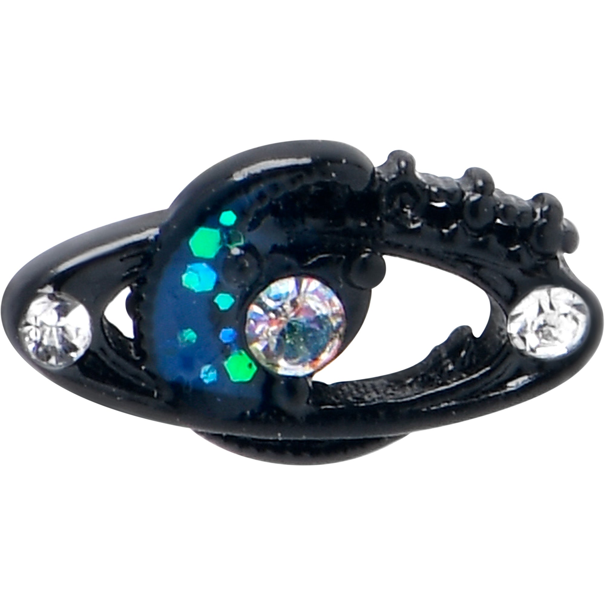 16G 5/16 Aurora Gem Black Saturn Space Moon Labret Monroe Tragus