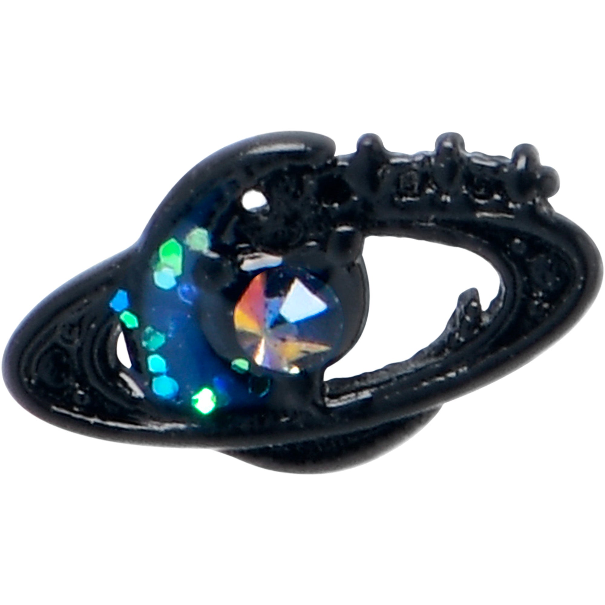 20G 7mm Aurora Gem Black Saturn Space Moon Nose Bone