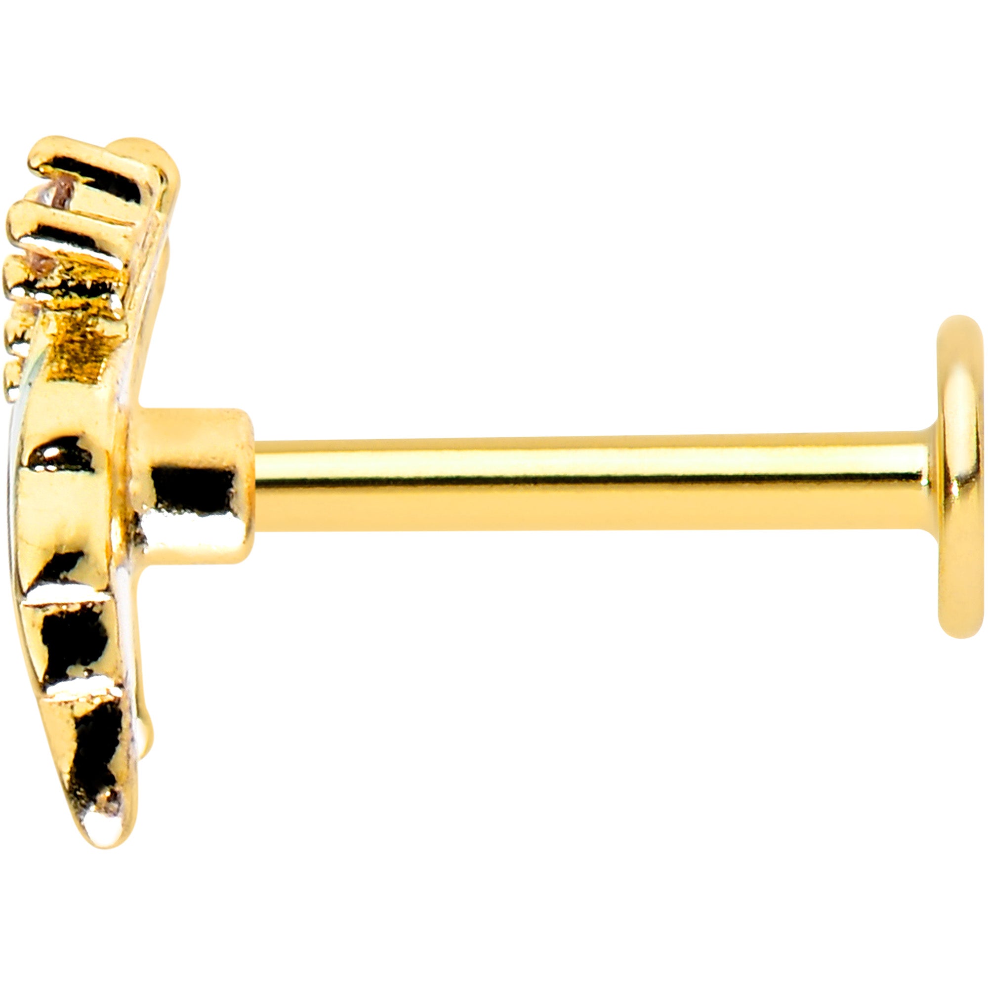 16G 5/16 Clear CZ Gem Gold Tone Leafy Beauty Labret Monroe Tragus