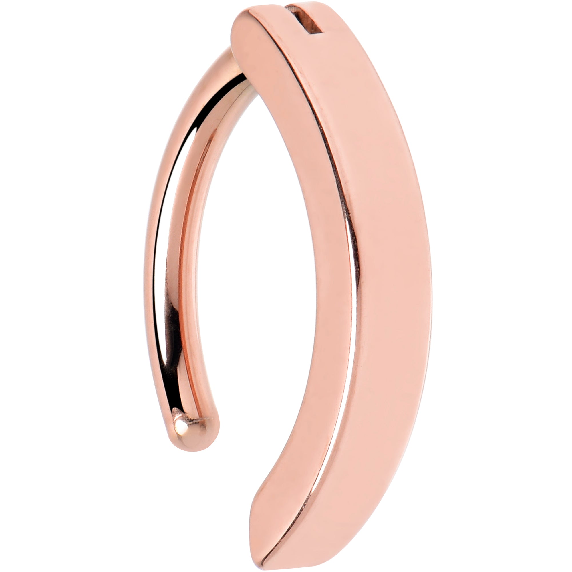 14G 3/8 Rose Gold Tone 316L Surgical Steel Smooth Style Hinged Hoop Belly Ring