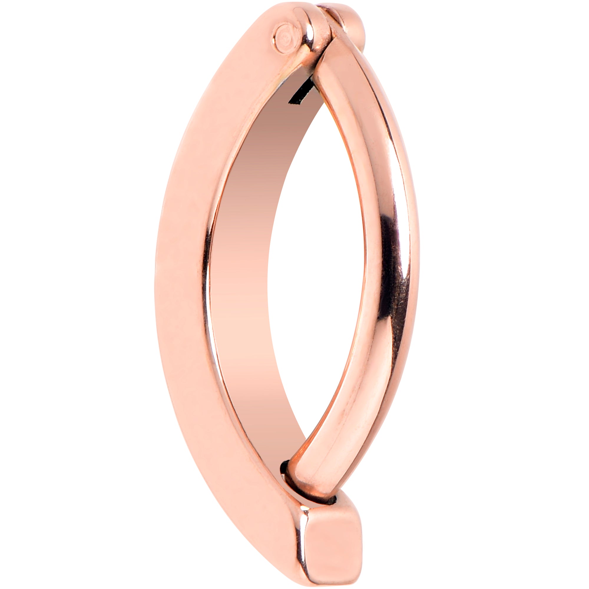 14 Gauge 3/8 Rose Gold Tone 316L Surgical Steel Smooth Style Hinged Hoop Belly Ring