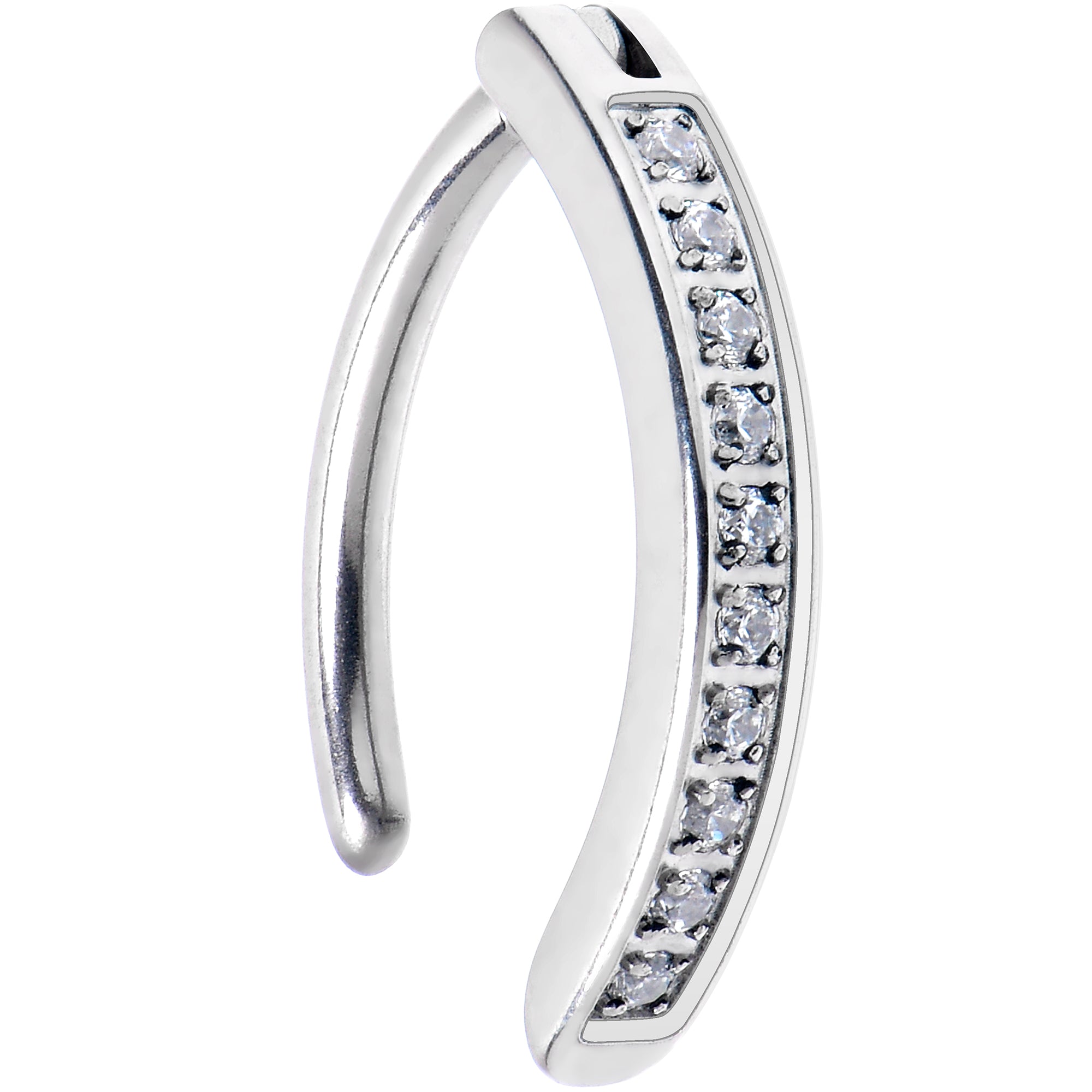 14G 1/2 Implant Grade Titanium CZ Paved Hinged Hoop Belly Ring