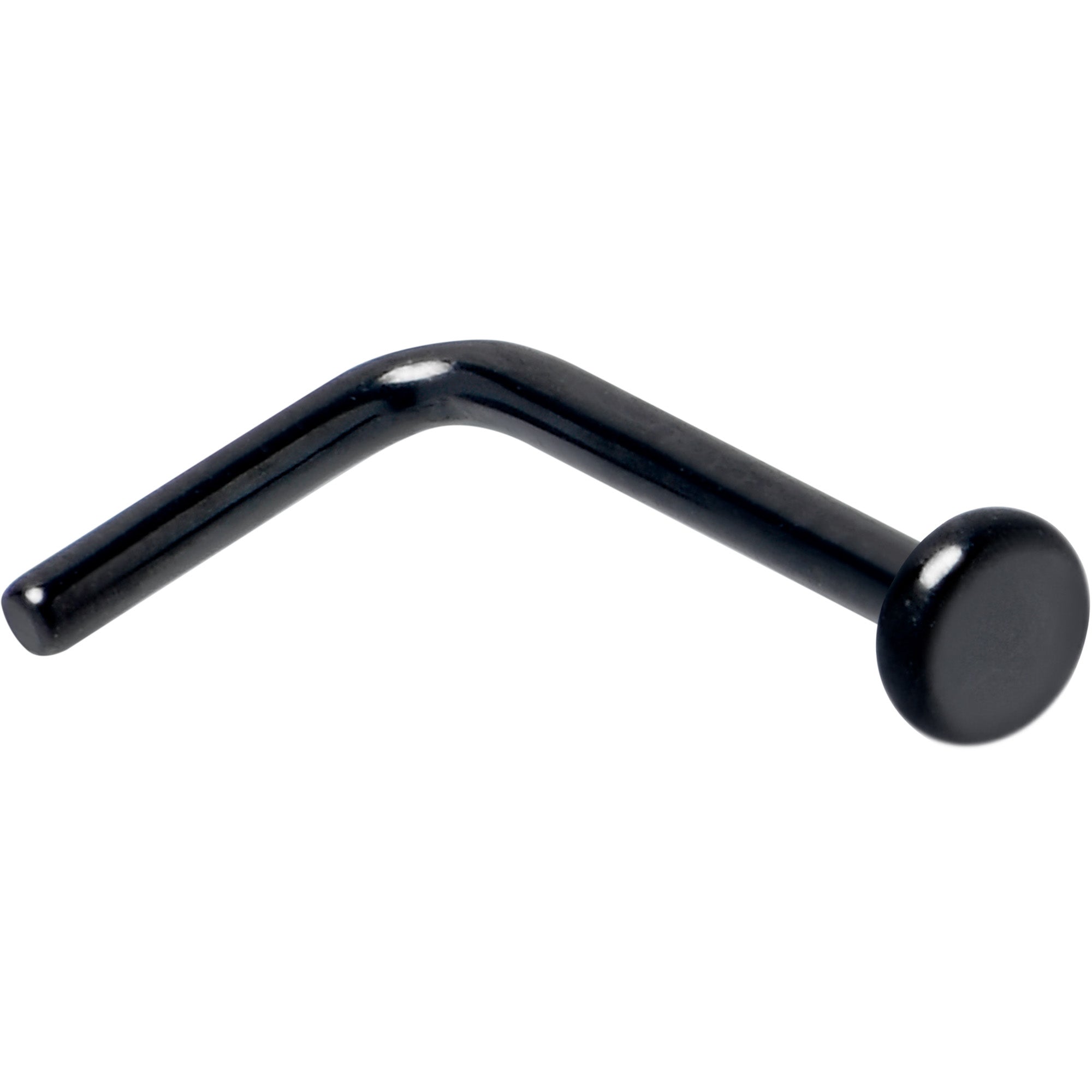 20G 1/4 Black ASTM F-136 Implant Grade Titanium 2mm Disc End L Shape Nose Ring