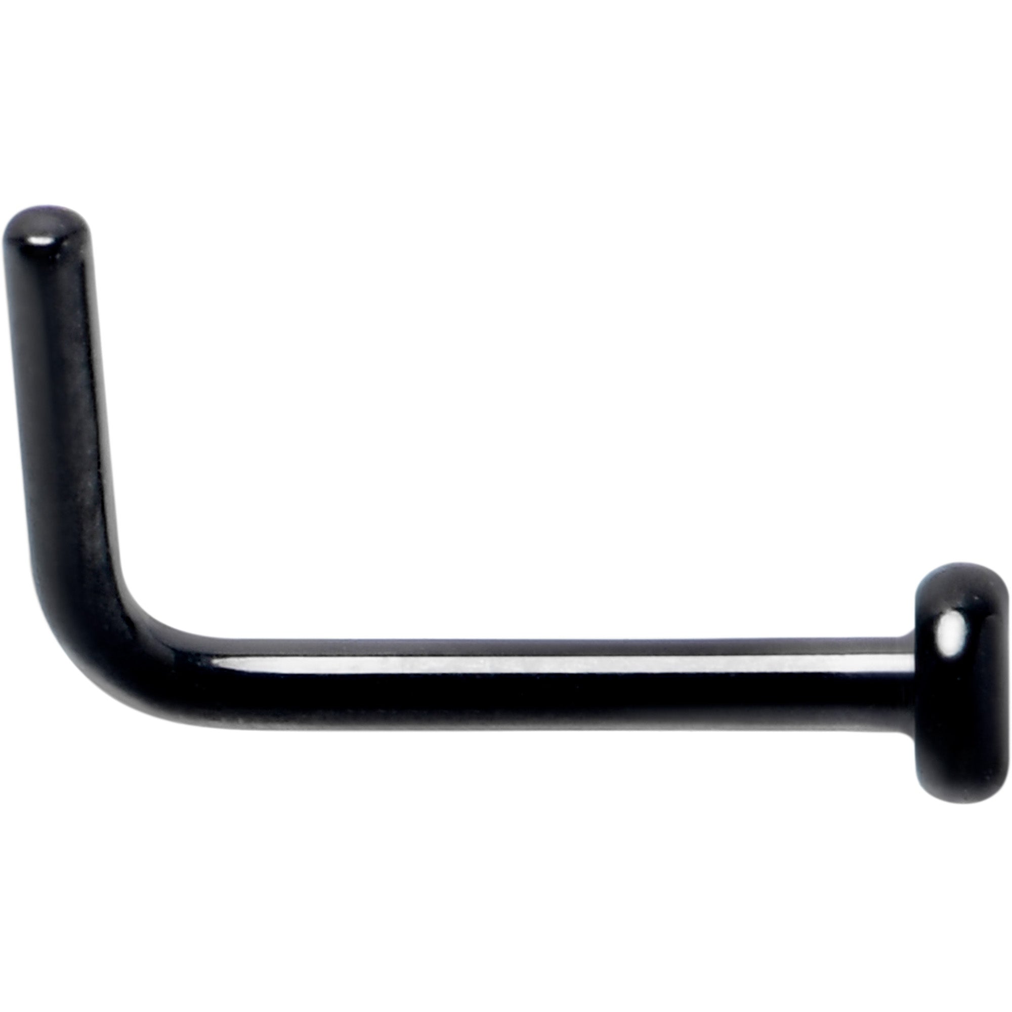 20G 1/4 Black ASTM F-136 Implant Grade Titanium 2mm Disc End L Shape Nose Ring