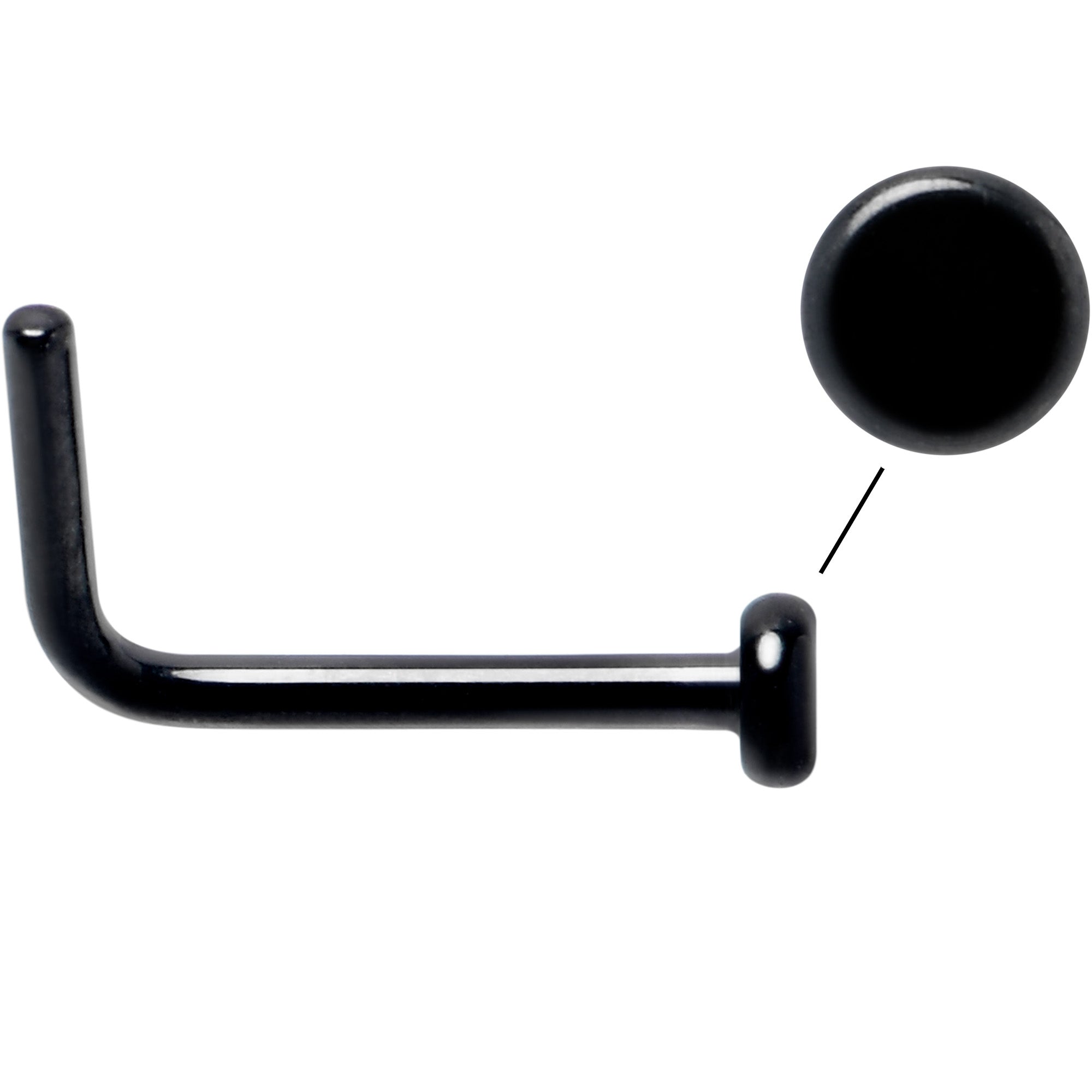 20G 1/4 Black ASTM F-136 Implant Grade Titanium 2mm Disc End L Shape Nose Ring