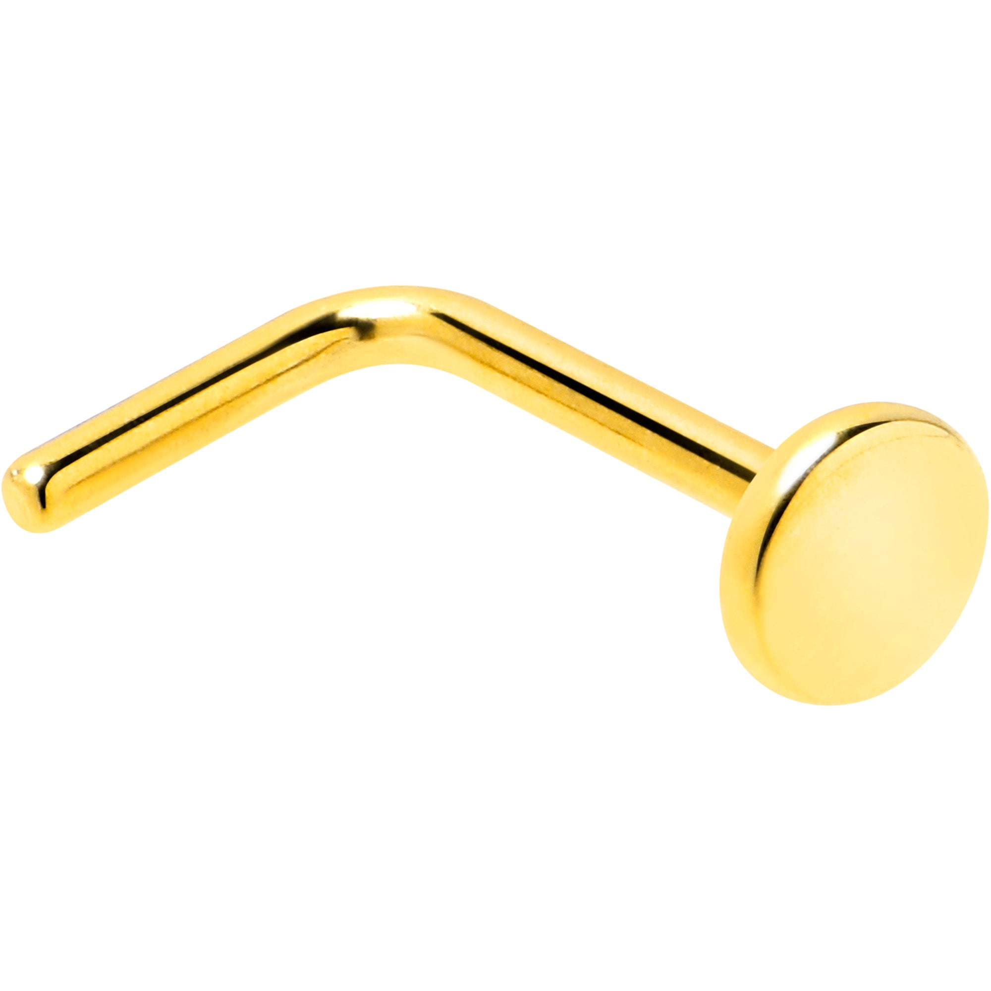 20G 1/4 Gold Tone ASTM F-136 Implant Grade Titanium 3mm Disc L Shape Nose Ring