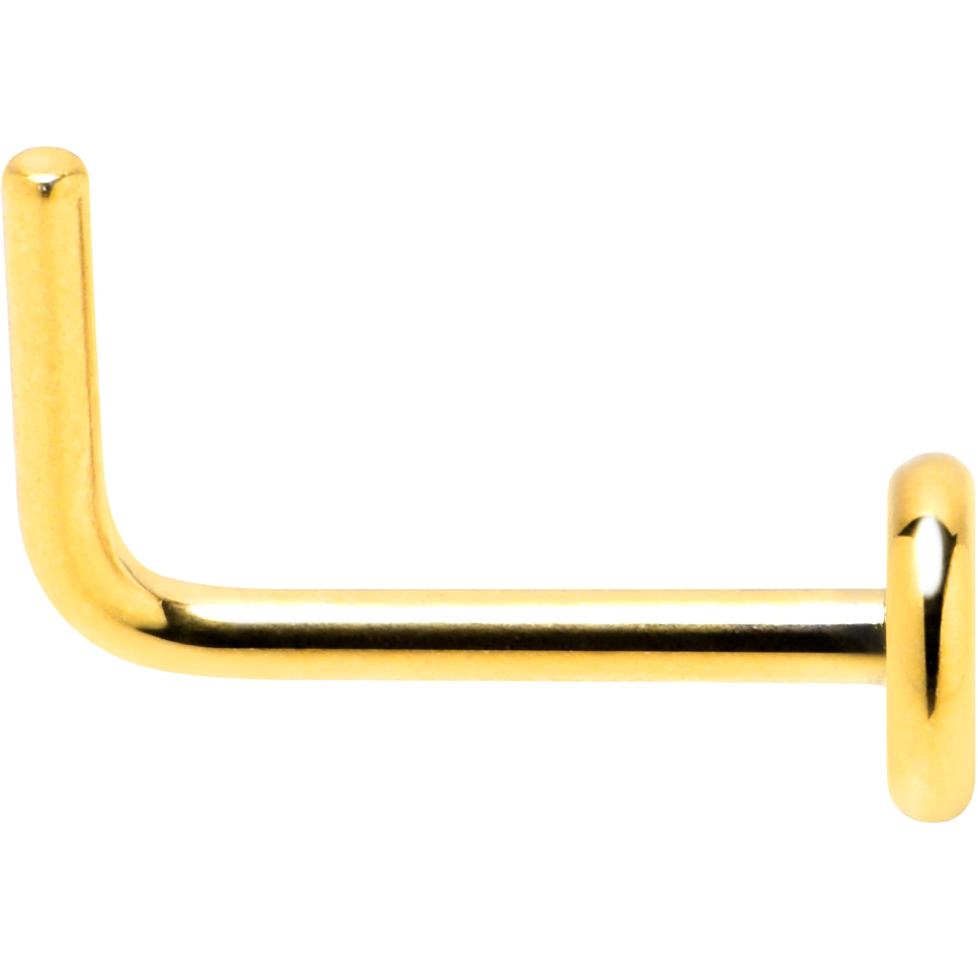 20G 1/4 Gold Tone ASTM F-136 Implant Grade Titanium 3mm Disc L Shape Nose Ring